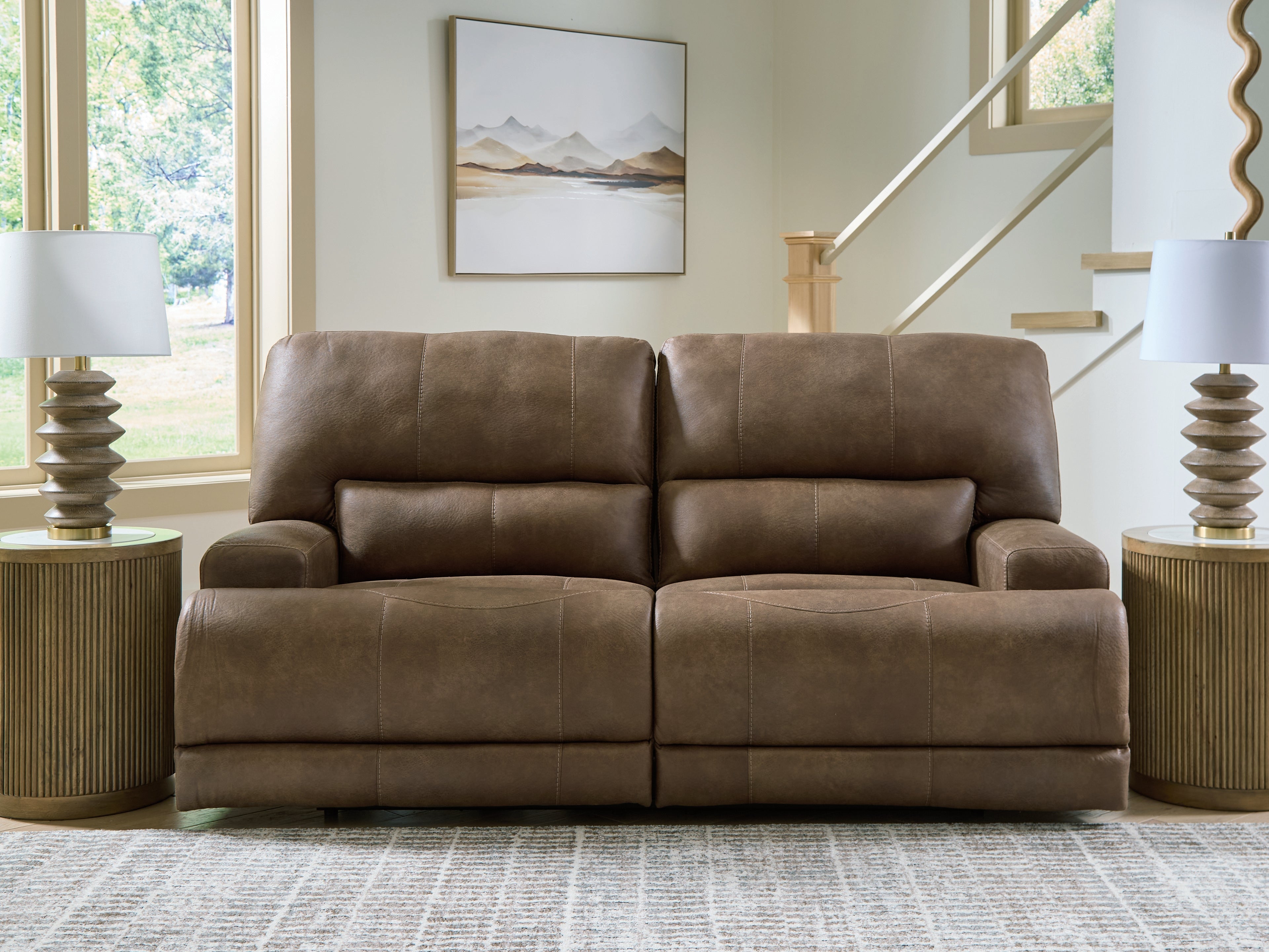 Warmstead Furniture - Ashley Furniture - Beckley Place Living Room - 2 Seat PWR REC Sofa ADJ HDREST / Earth - PC9180247
