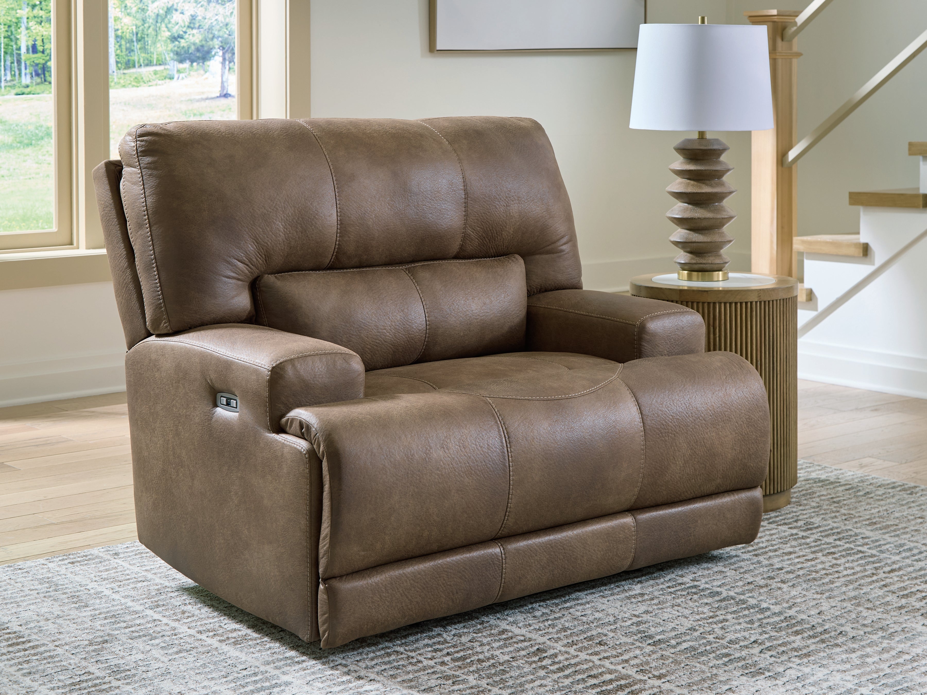 Warmstead Furniture - Ashley Furniture - Beckley Place Living Room - PWR Recliner/ADJ Headrest / Earth - PC9180282