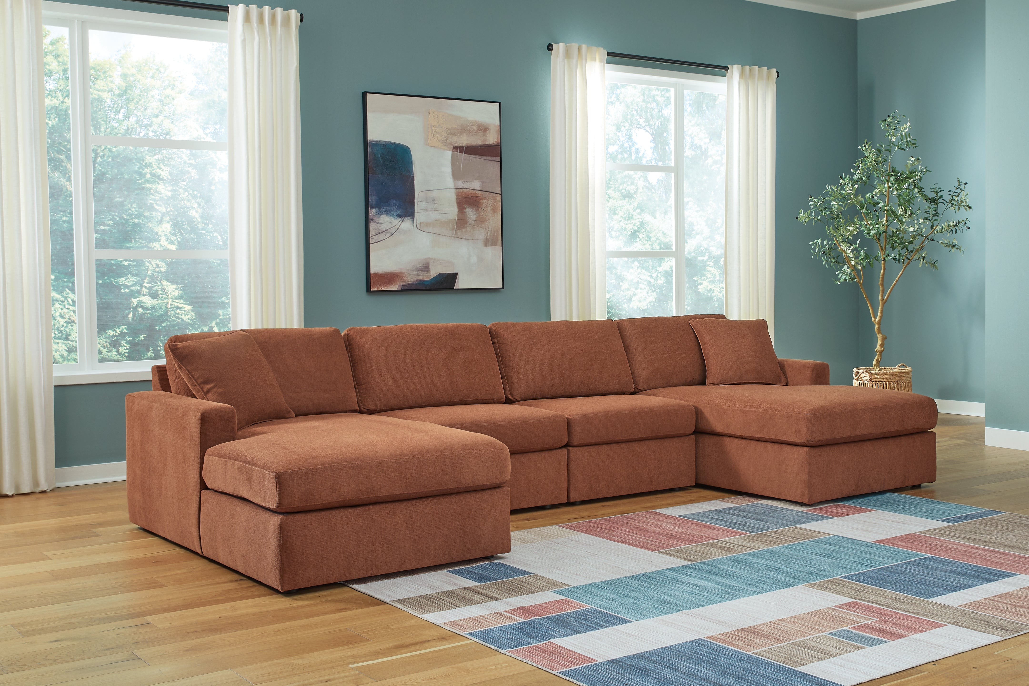 Warmstead Furniture - Ashley Furniture - Modmax Sectional - RAF 4-Piece Sectional with Chaise / Spice - 92102S19