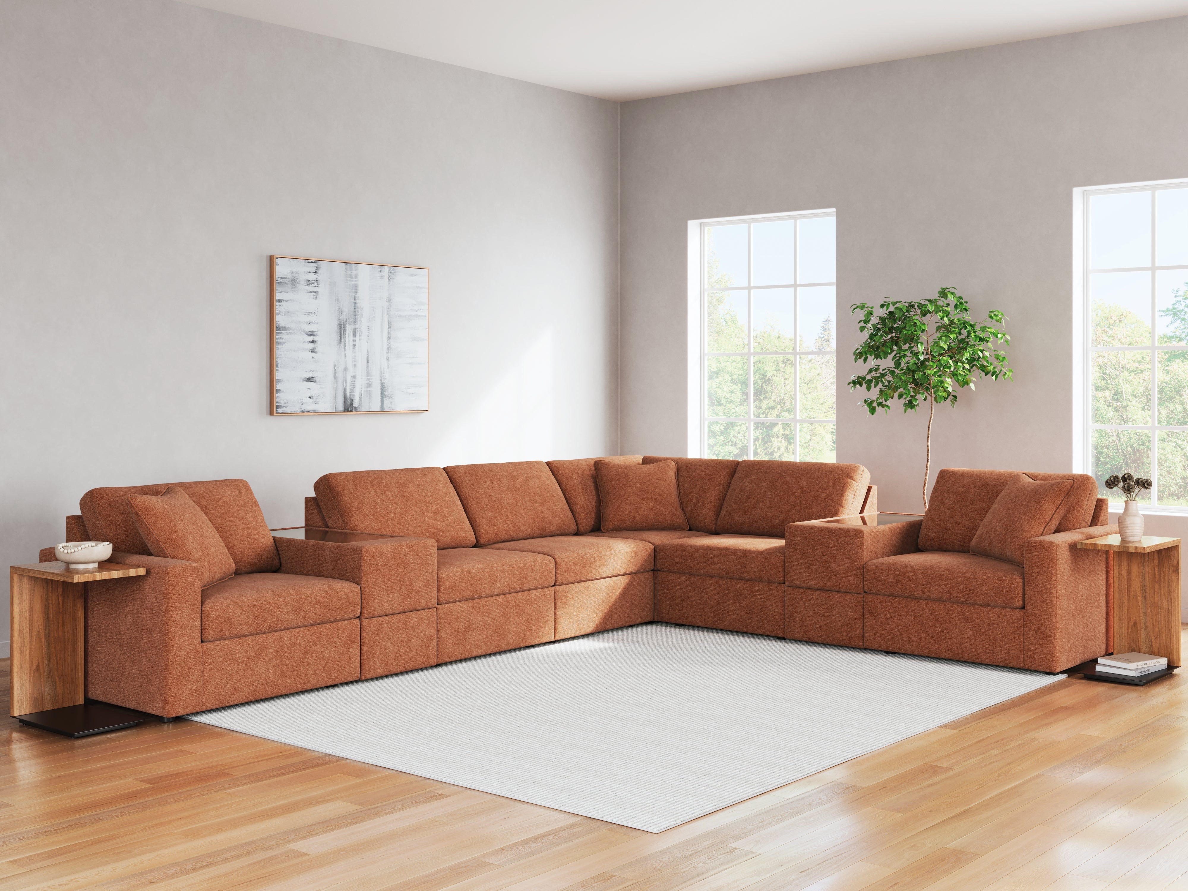 Warmstead Furniture - Ashley Furniture - Modmax Sectional - RAF 8-Piece Sectional / Spice - 92102S11