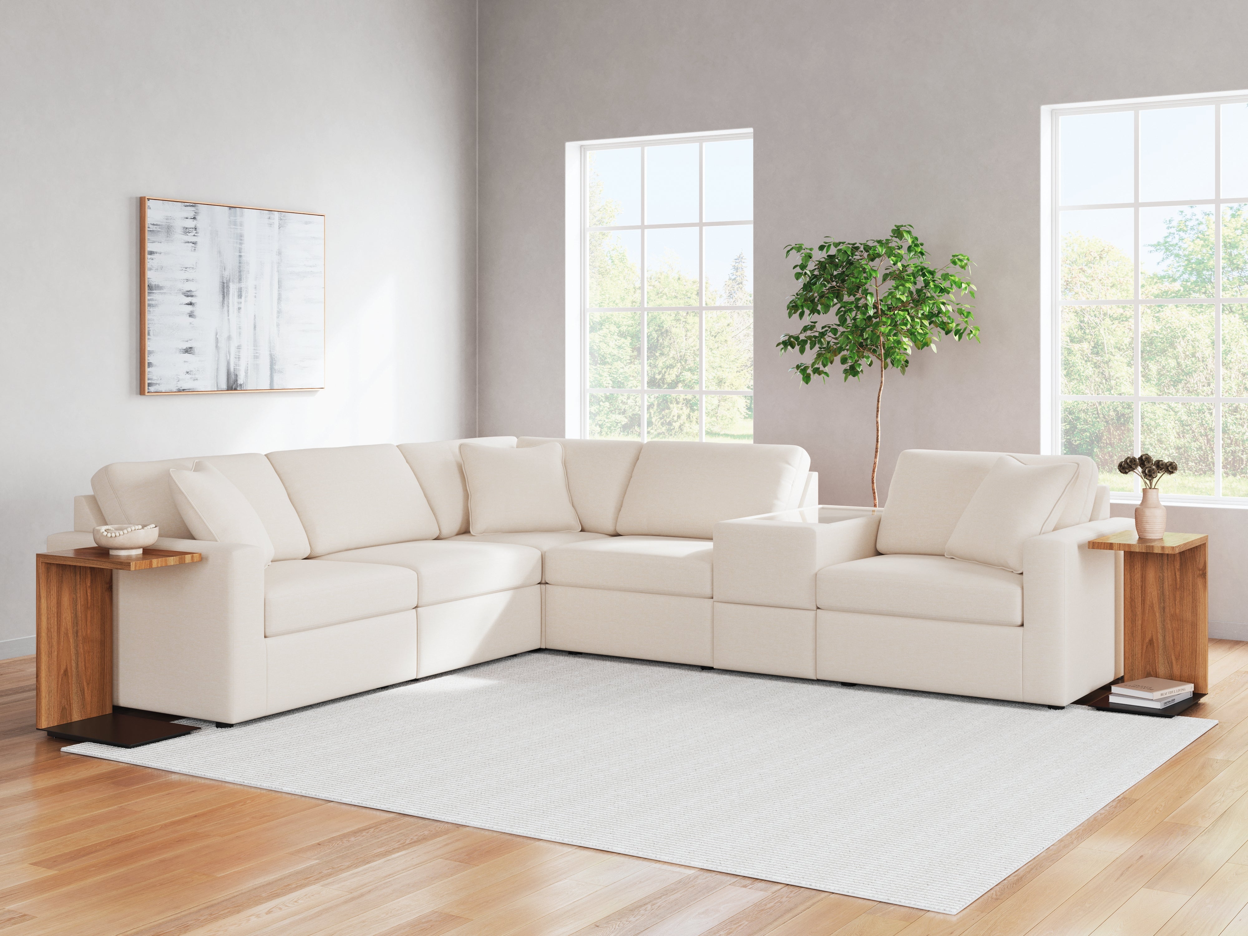 Warmstead Furniture - Ashley Furniture - Modmax Sectional - RAF 6-Piece Sectional / Oyster - 92103S7