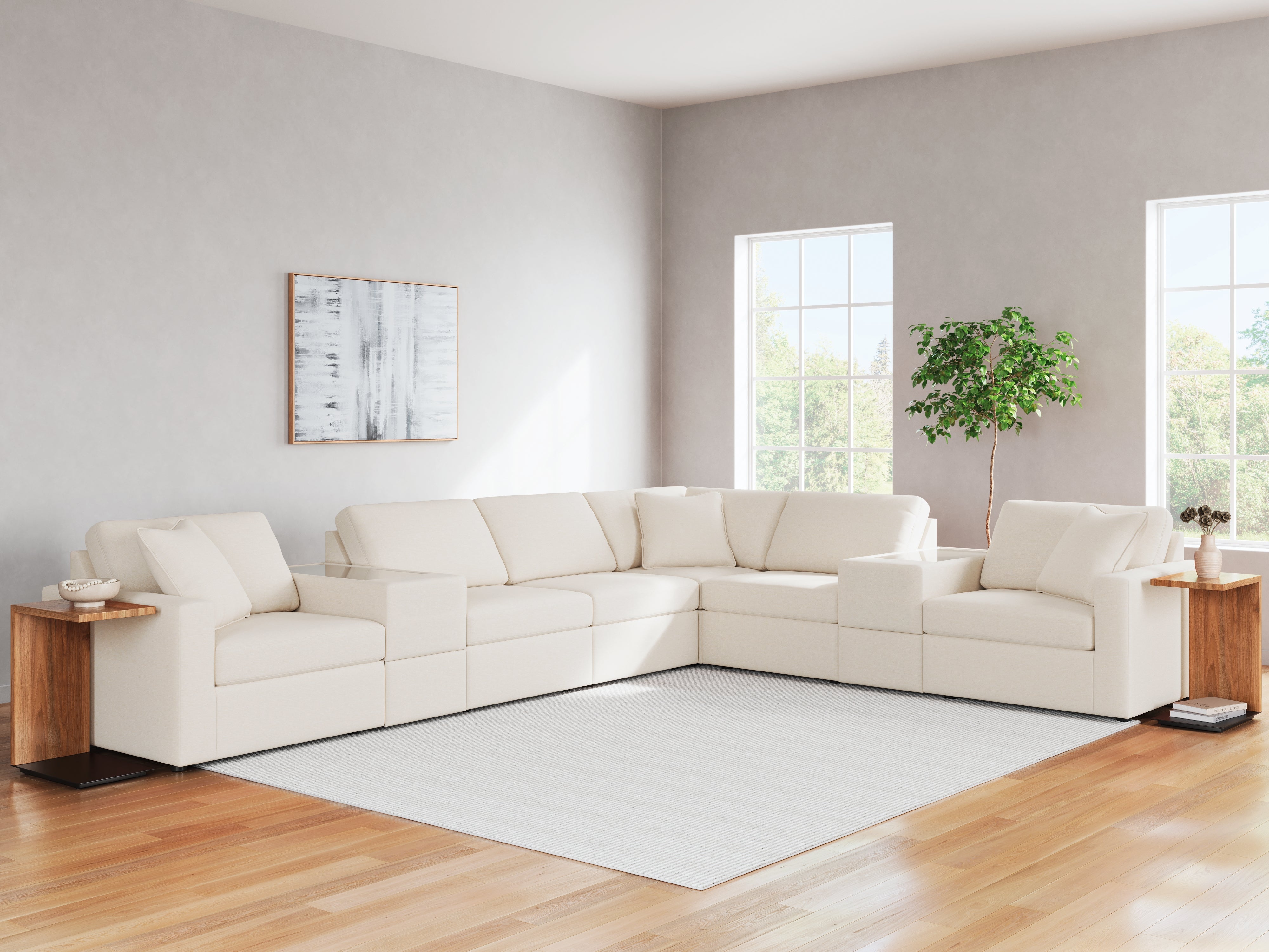 Warmstead Furniture - Ashley Furniture - Modmax Sectional - RAF 8-Piece Sectional / Oyster - 92103S11