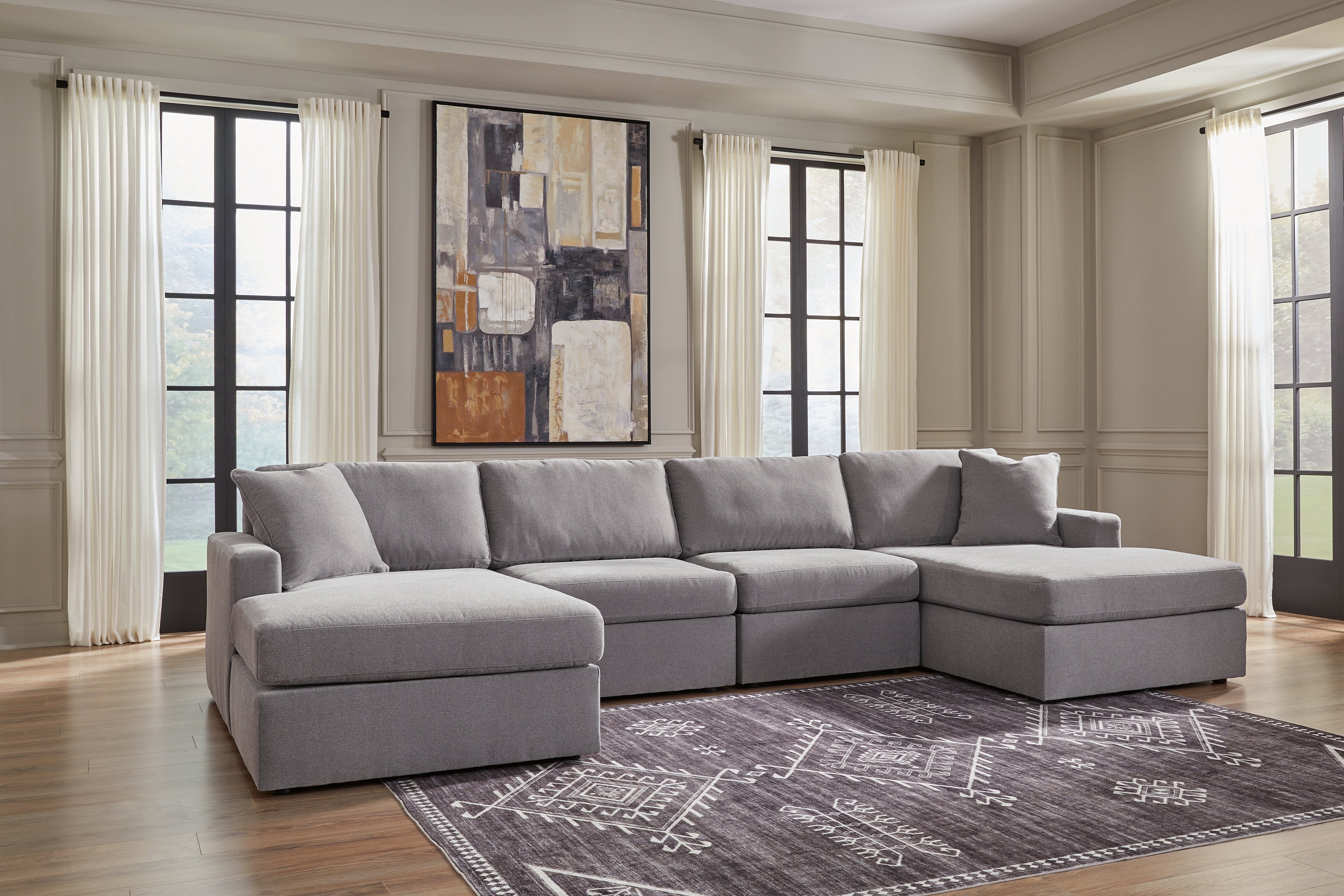 Warmstead Furniture - Ashley Furniture - Modmax Sectional - RAF 4-Piece Sectional with Chaise / Granite - 92104S19