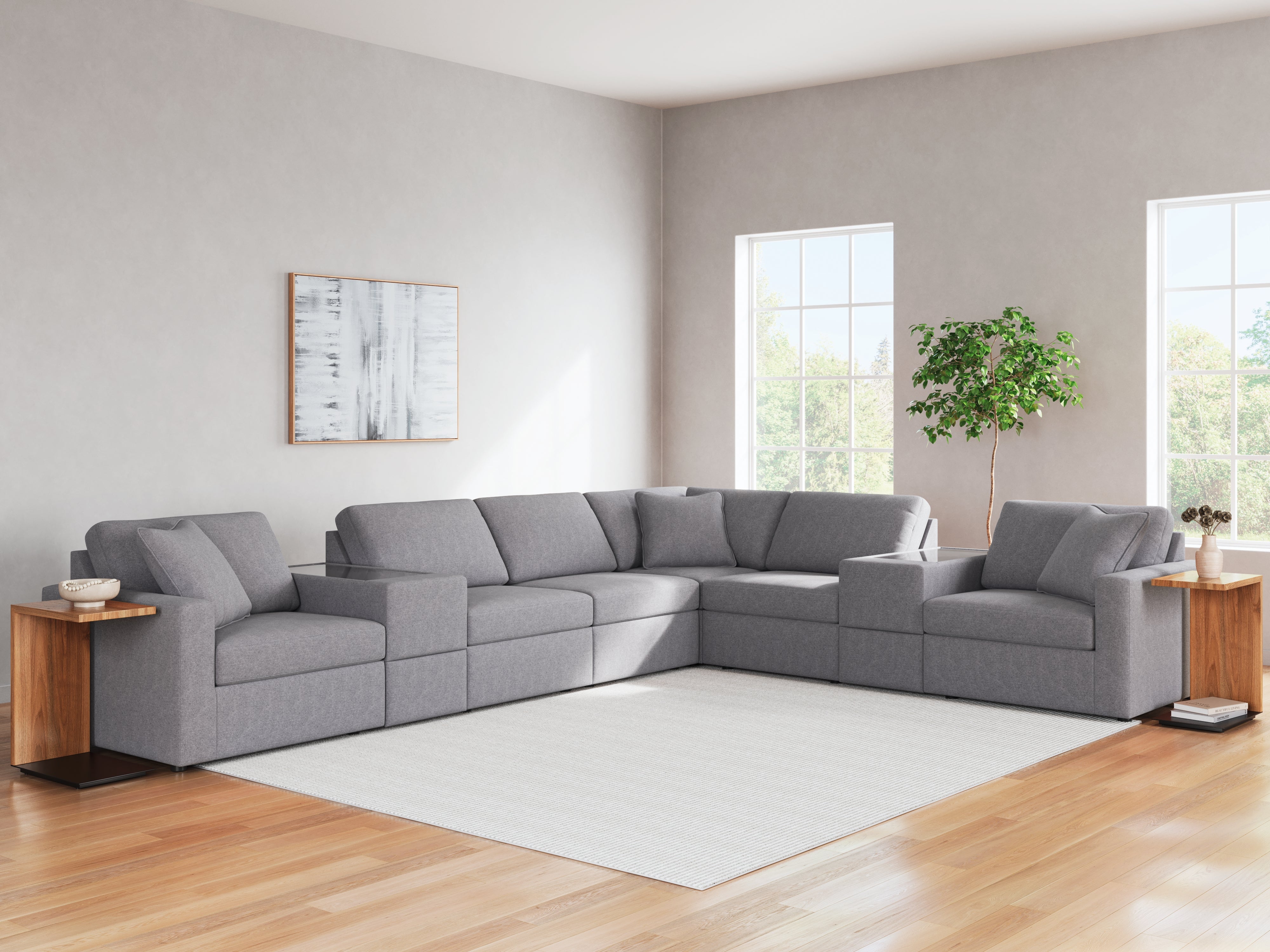 Warmstead Furniture - Ashley Furniture - Modmax Sectional - RAF 8-Piece Sectional / Granite - 92104S11