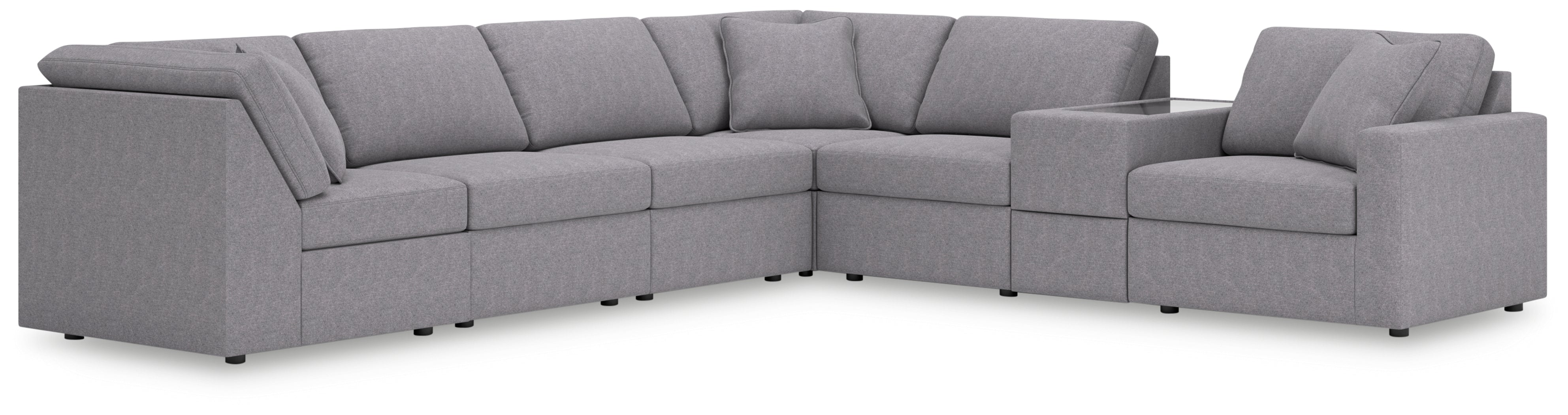 Warmstead Furniture - Ashley Furniture - Modmax Sectional - 7-Piece Sectional with Storage Console / Granite - 92104S32