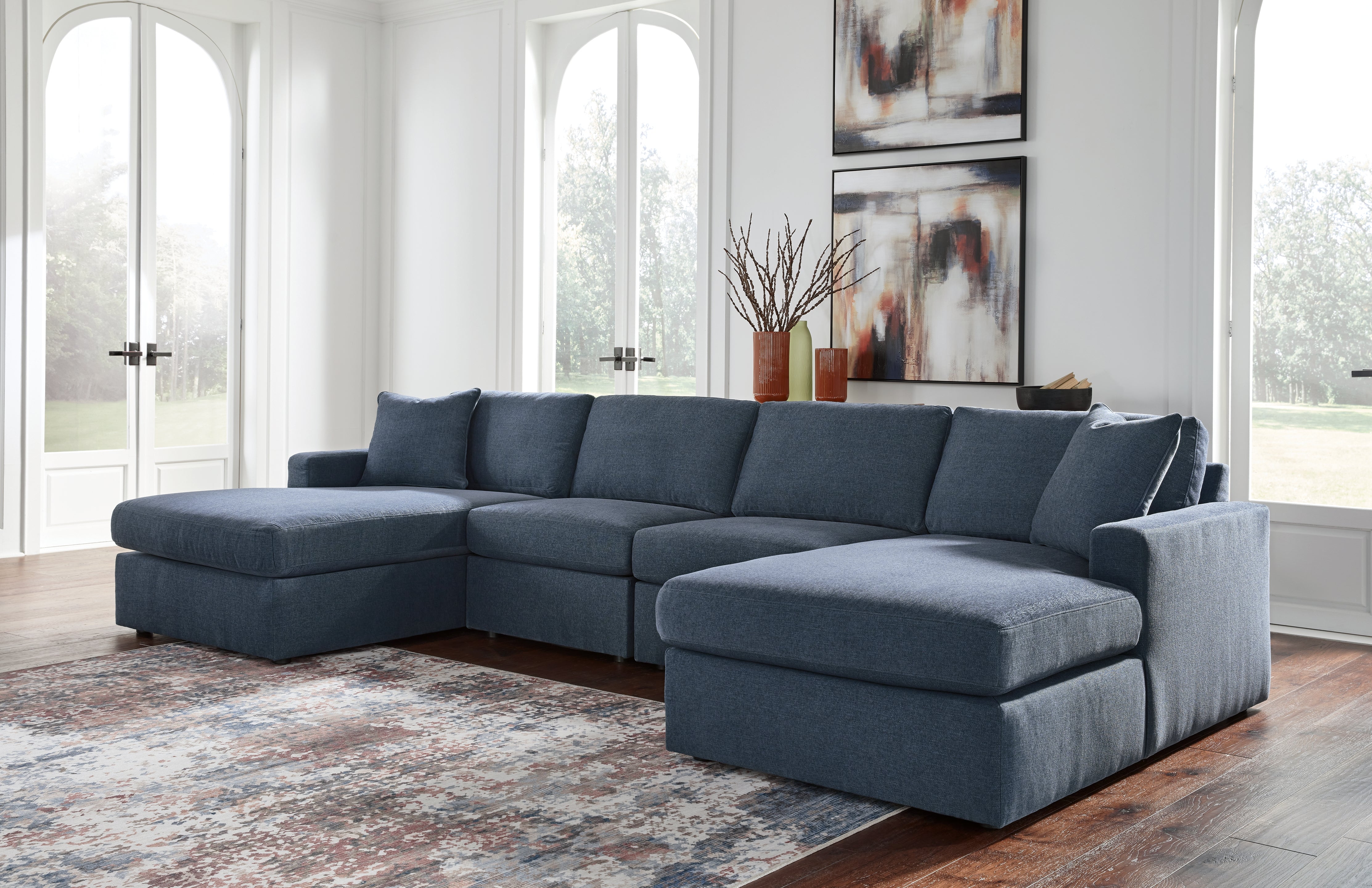 Warmstead Furniture - Ashley Furniture - Modmax Sectional - RAF 4-Piece Sectional with Chaise / Ink - 92121S19