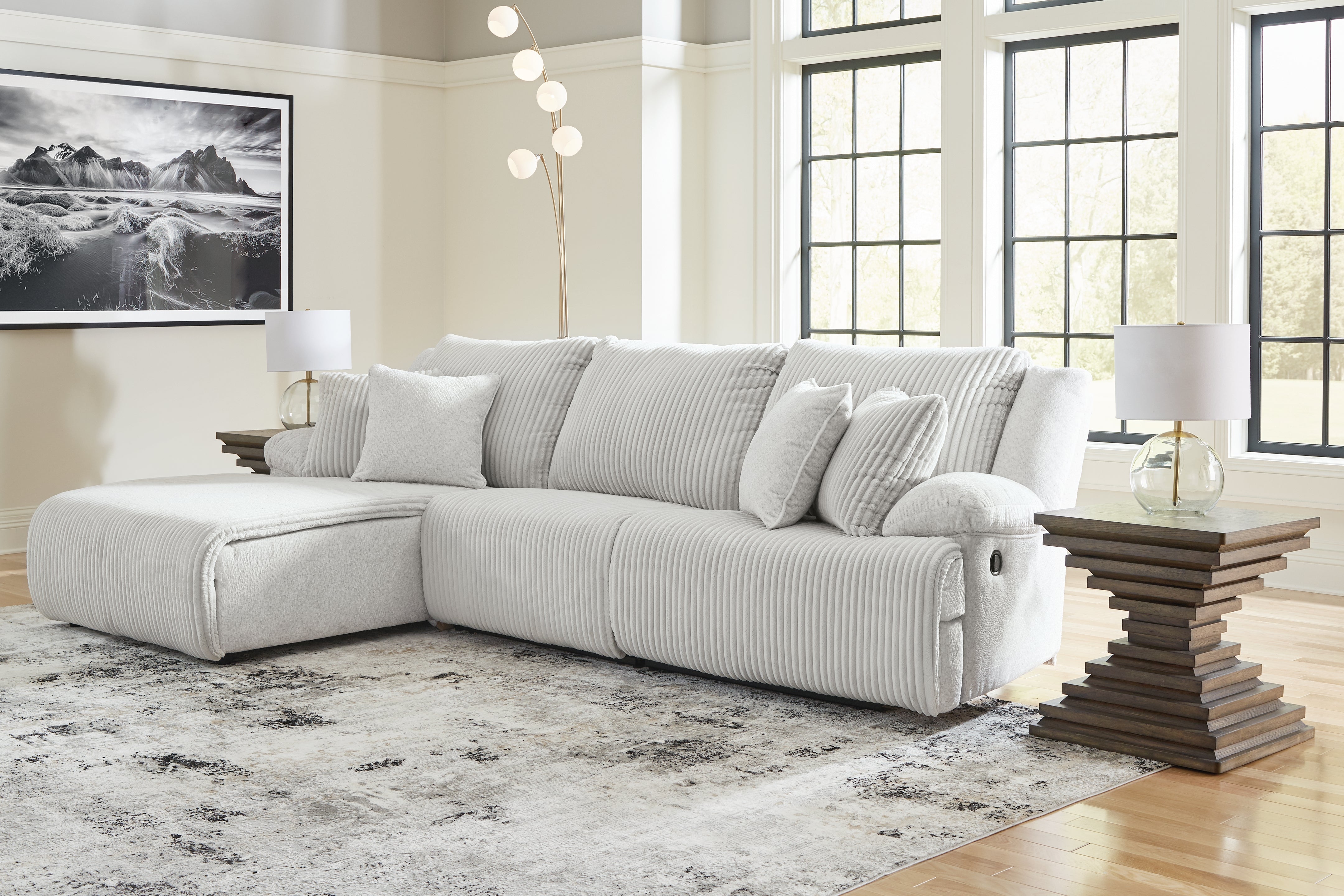 Warmstead Furniture - Ashley Furniture - Top Tier Sectional - 3-Piece Sectional Sofa Chaise / Alloy - 92706S7