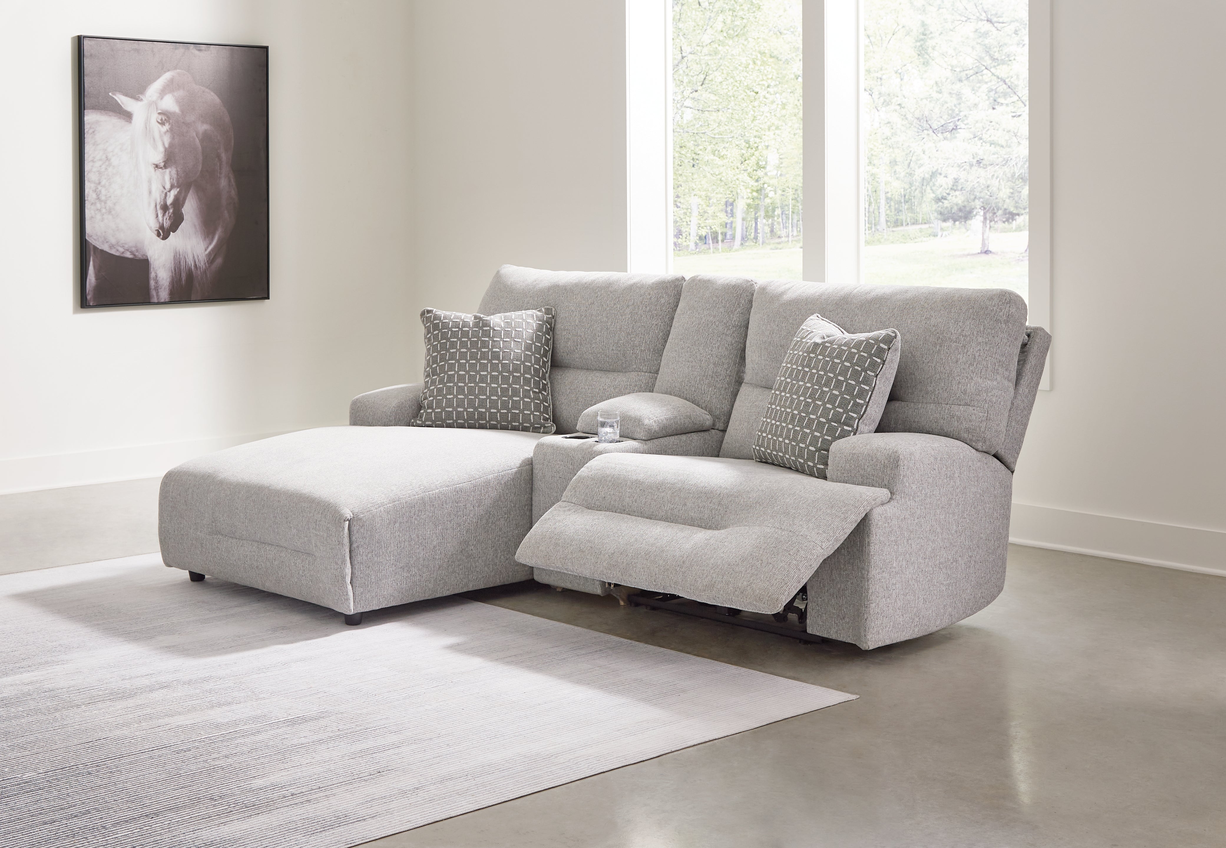 Warmstead Furniture - Ashley Furniture - Acklen Place Sectional - 2-Piece Power Reclining Sectional / Navy - 93607S16