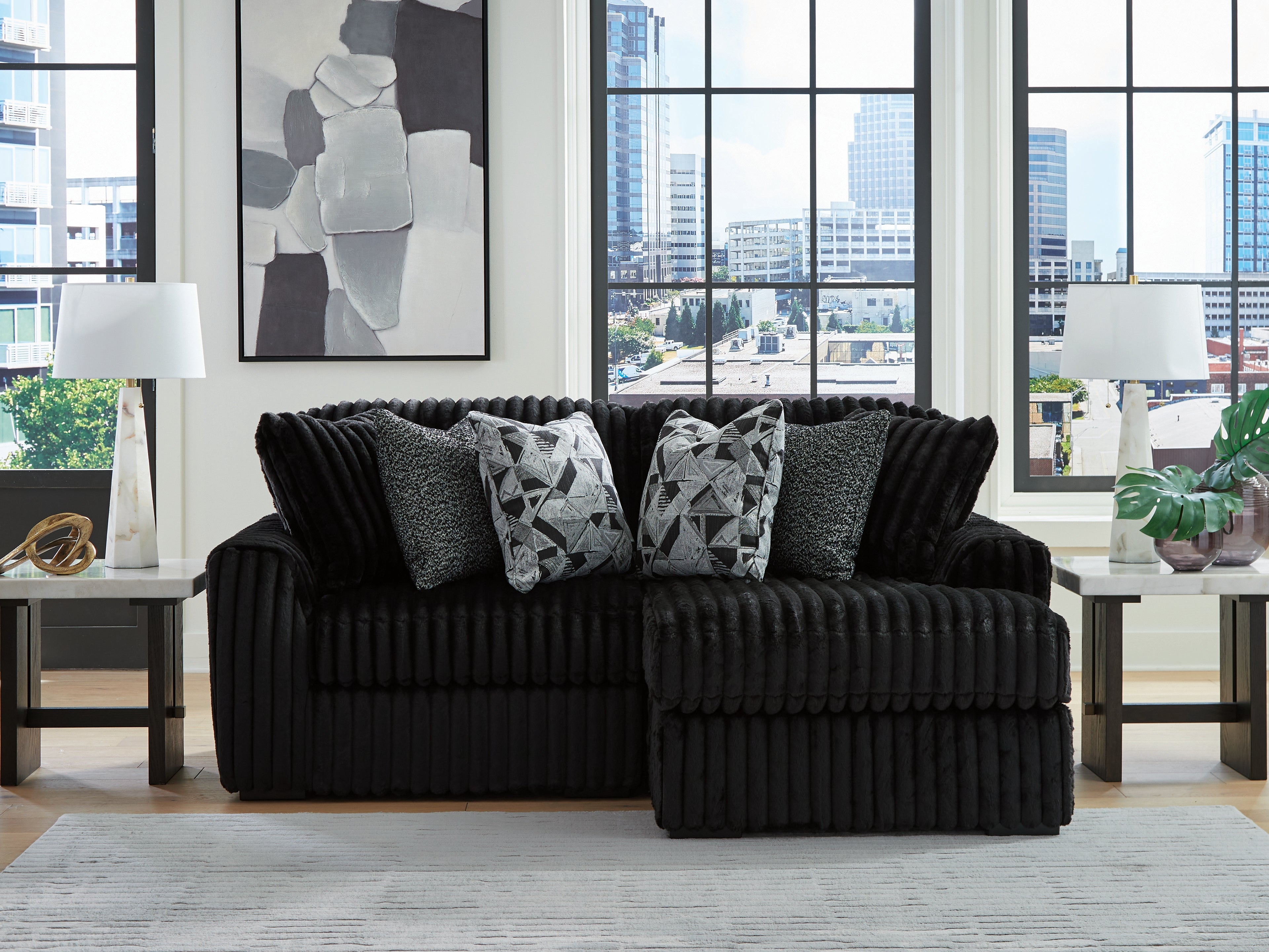 Warmstead Furniture - Ashley Furniture - Midnight-Madness Sectional - RAF 2-Piece Sectional with Chaise / Onyx - 98103S14