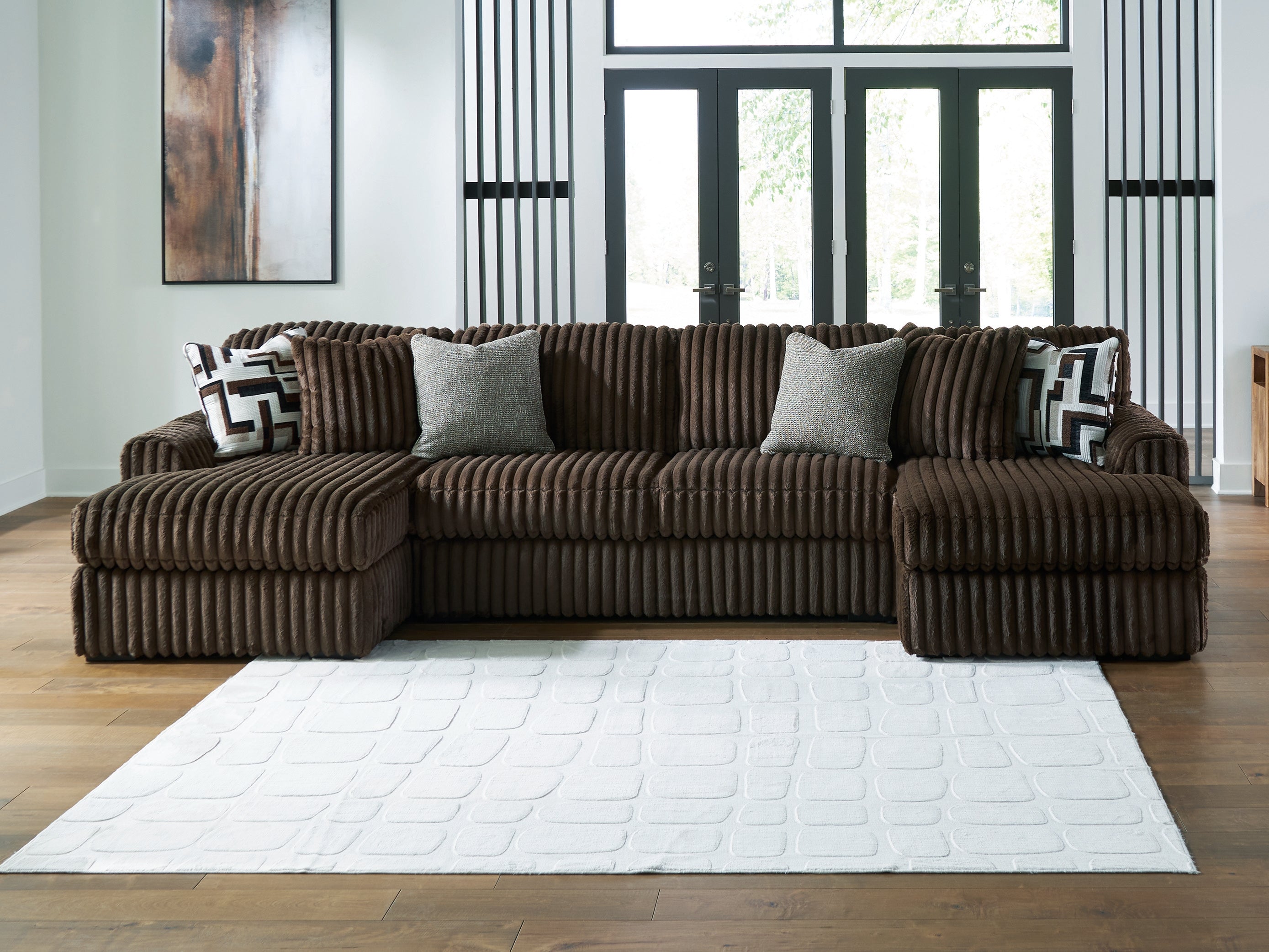 Warmstead Furniture - Ashley Furniture - Midnight-Madness Sectional - RAF 3-Piece Sectional with Chaise / Chocolate - 98104S5