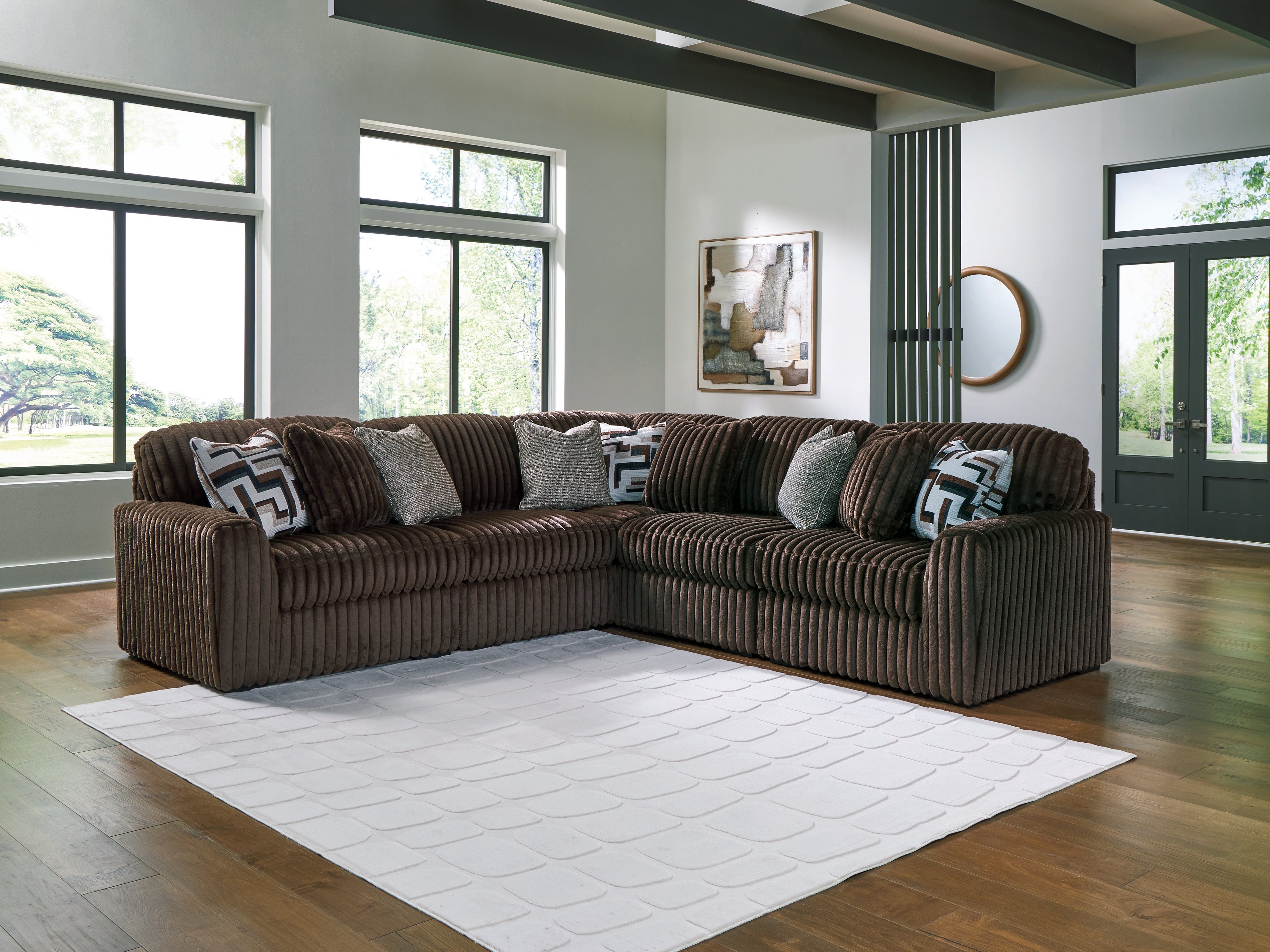 Warmstead Furniture - Ashley Furniture - Midnight-Madness Sectional - RAF 5-Piece Sectional / Chocolate - 98104S26