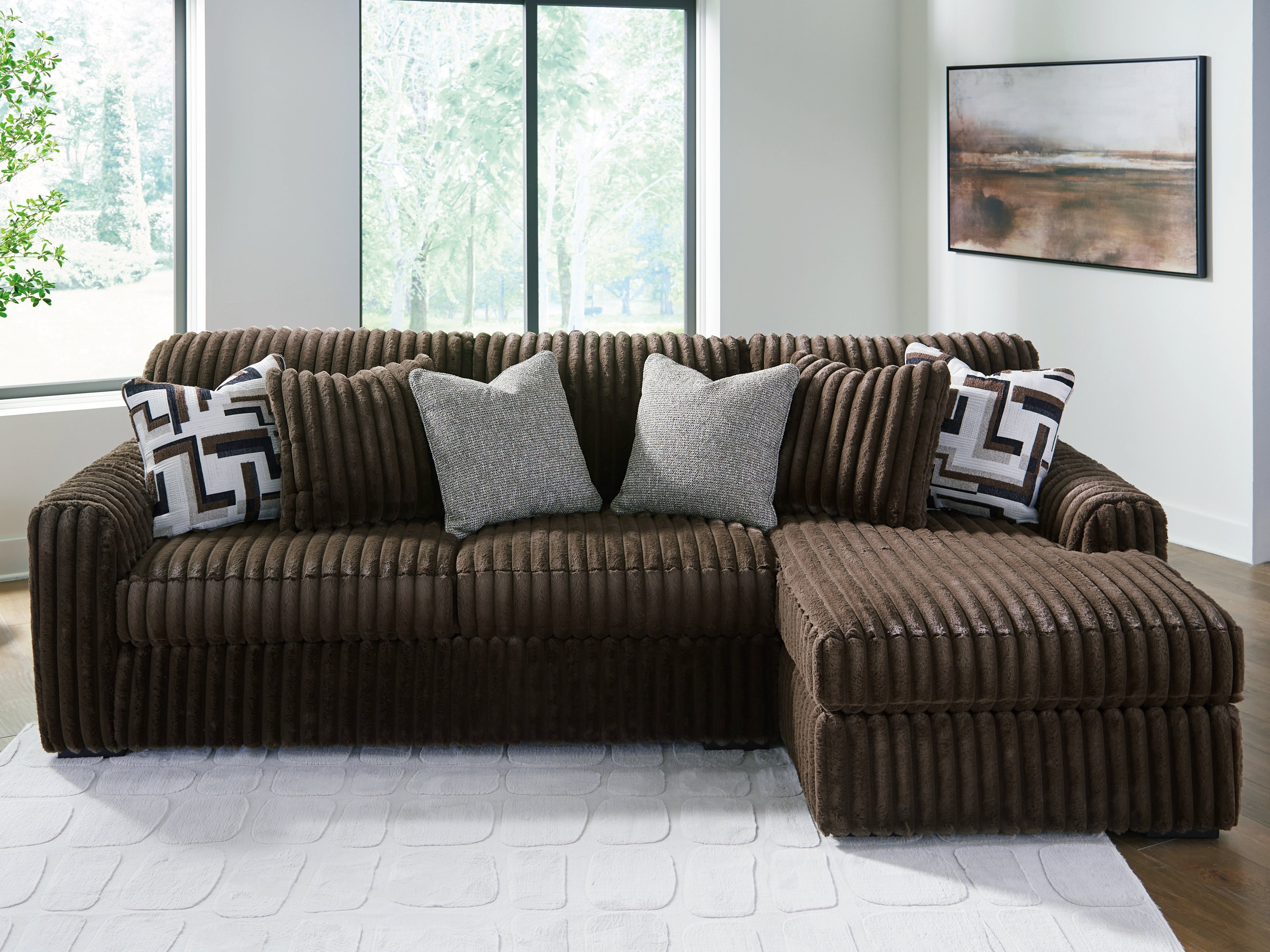 Warmstead Furniture - Ashley Furniture - Midnight-Madness Sectional - LAF 2-Piece Sectional Sofa with Chaise / Chocolate - 98104S2
