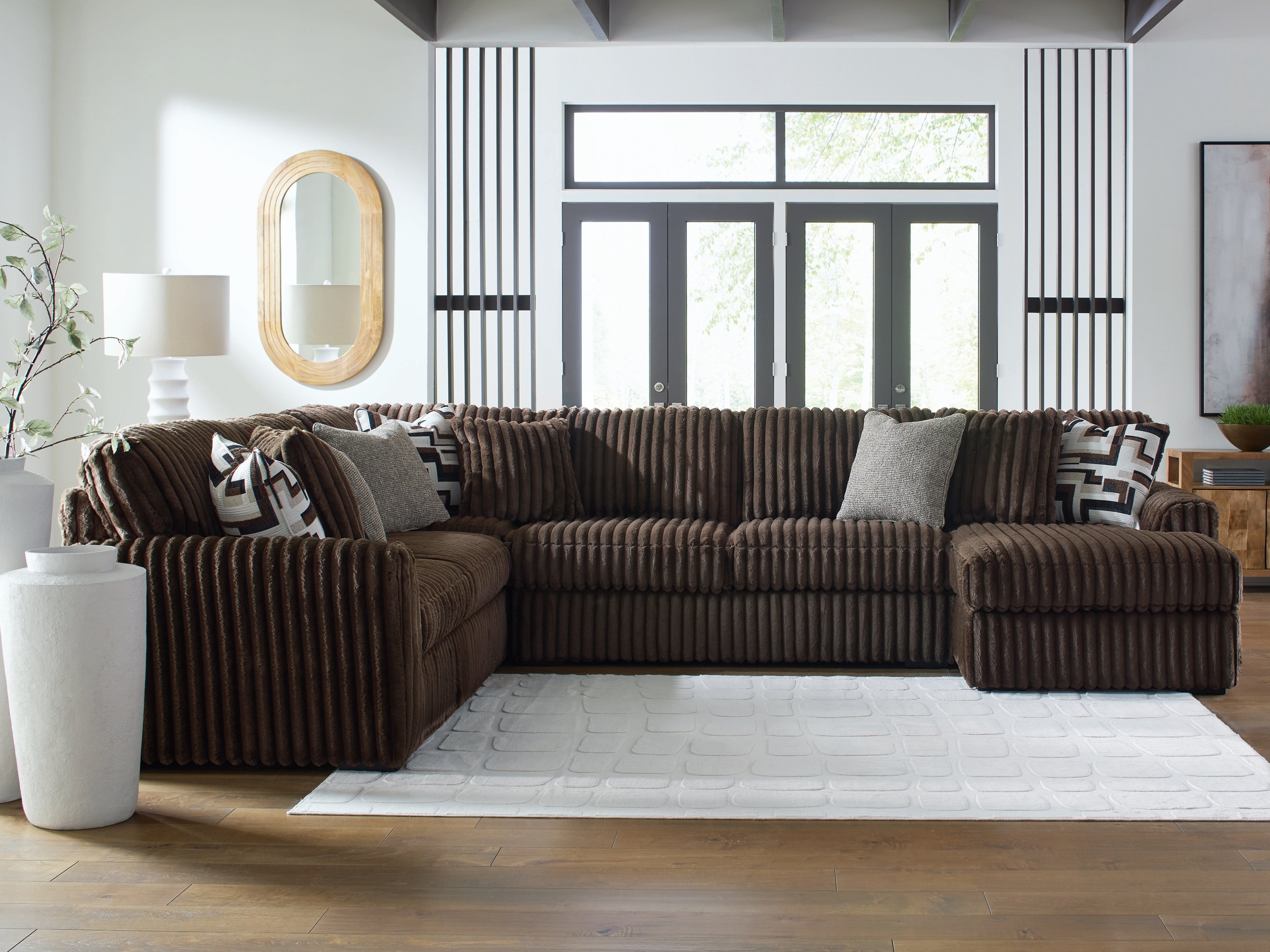 Warmstead Furniture - Ashley Furniture - Midnight-Madness Sectional - LAF 4-Piece Sectional with Chaise / Chocolate - 98104S3