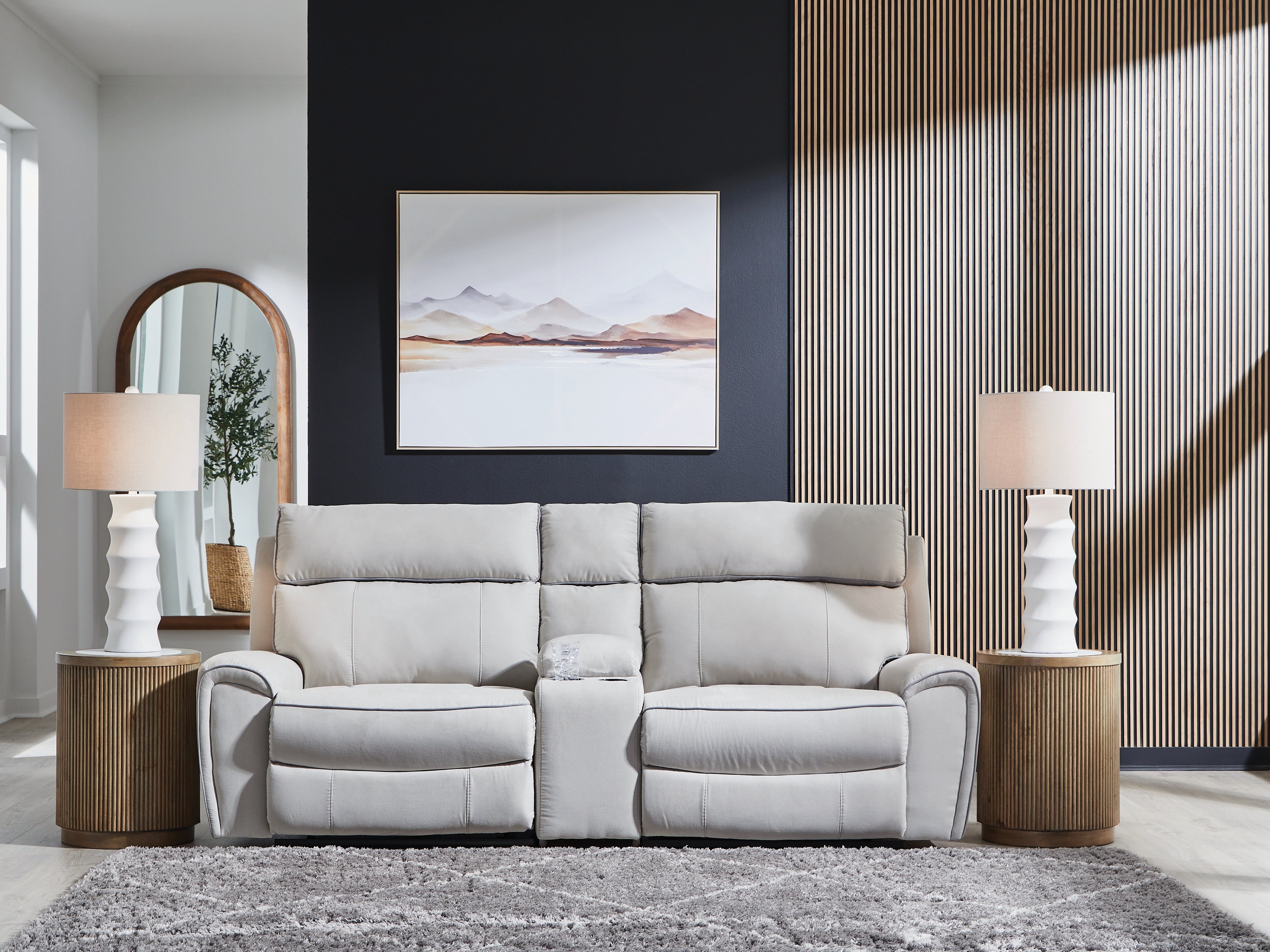 Warmstead Furniture - Ashley Furniture - Social Pointe Sectional - 3-Piece Power Reclining Sectional / Pearl/Ash - PC98802S3