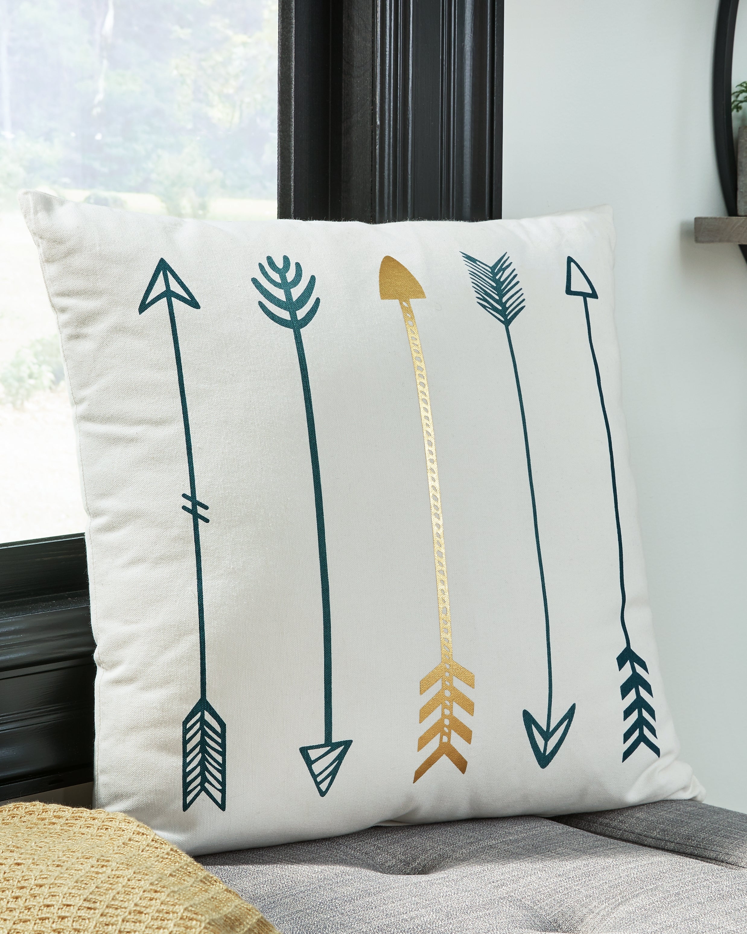 Warmstead Furniture - Ashley Furniture - Gyldan Pillows - Pillow / White/Teal/Gold - A1000994P