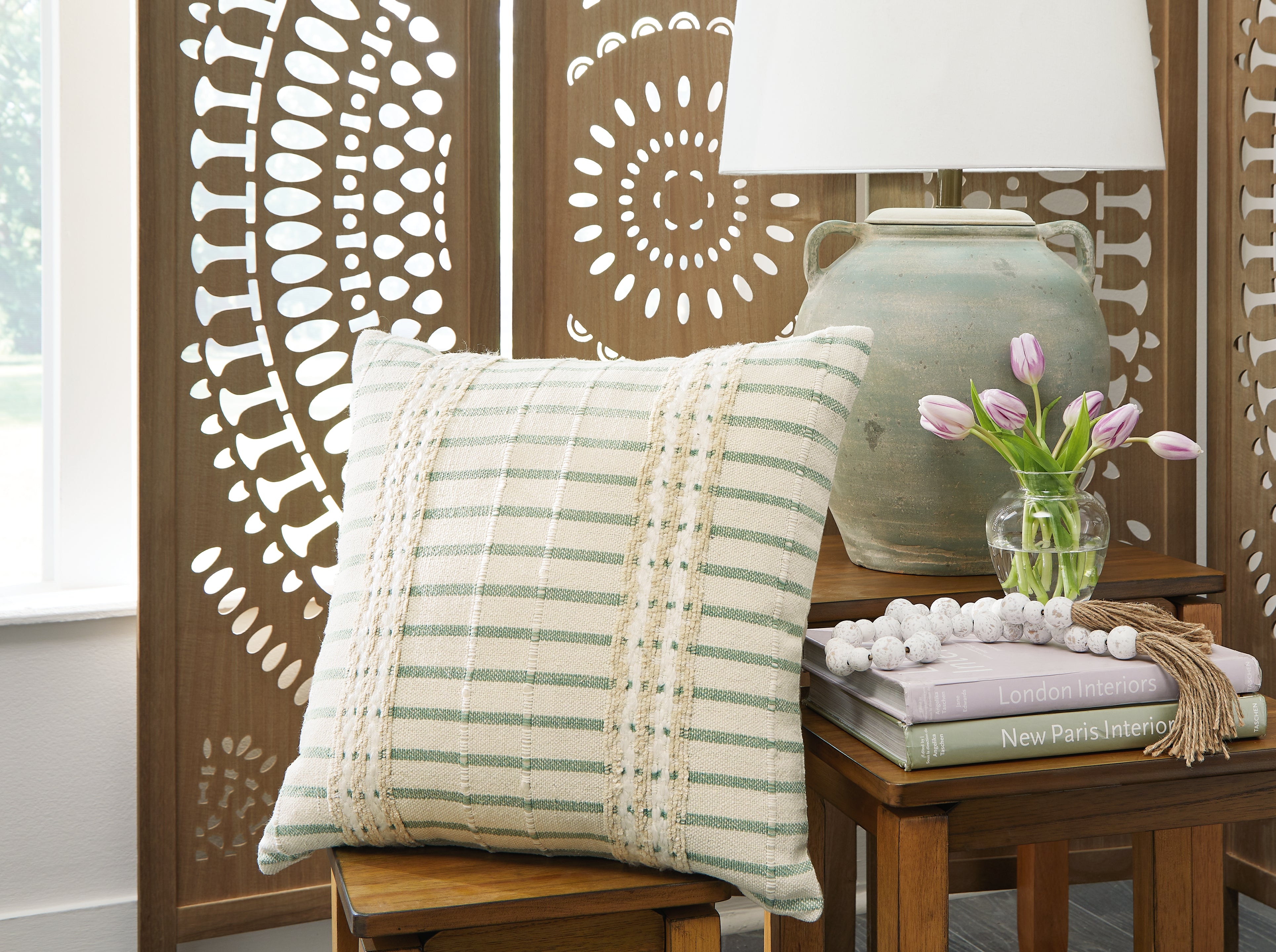 Warmstead Furniture - Ashley Furniture - Rowton Pillows - Pillow / White/Green - A1001072P