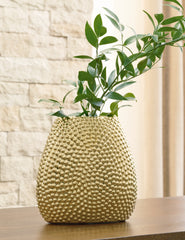 Warmstead Furniture - Ashley Furniture - Efim Vase - Vase / Gold Finish - A2000575