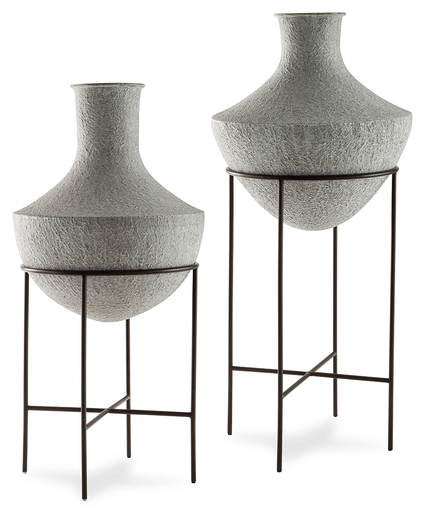 Warmstead Furniture - Ashley Furniture - Estonbank Vase - Vase Set / Distressed Cream - A2000748A1