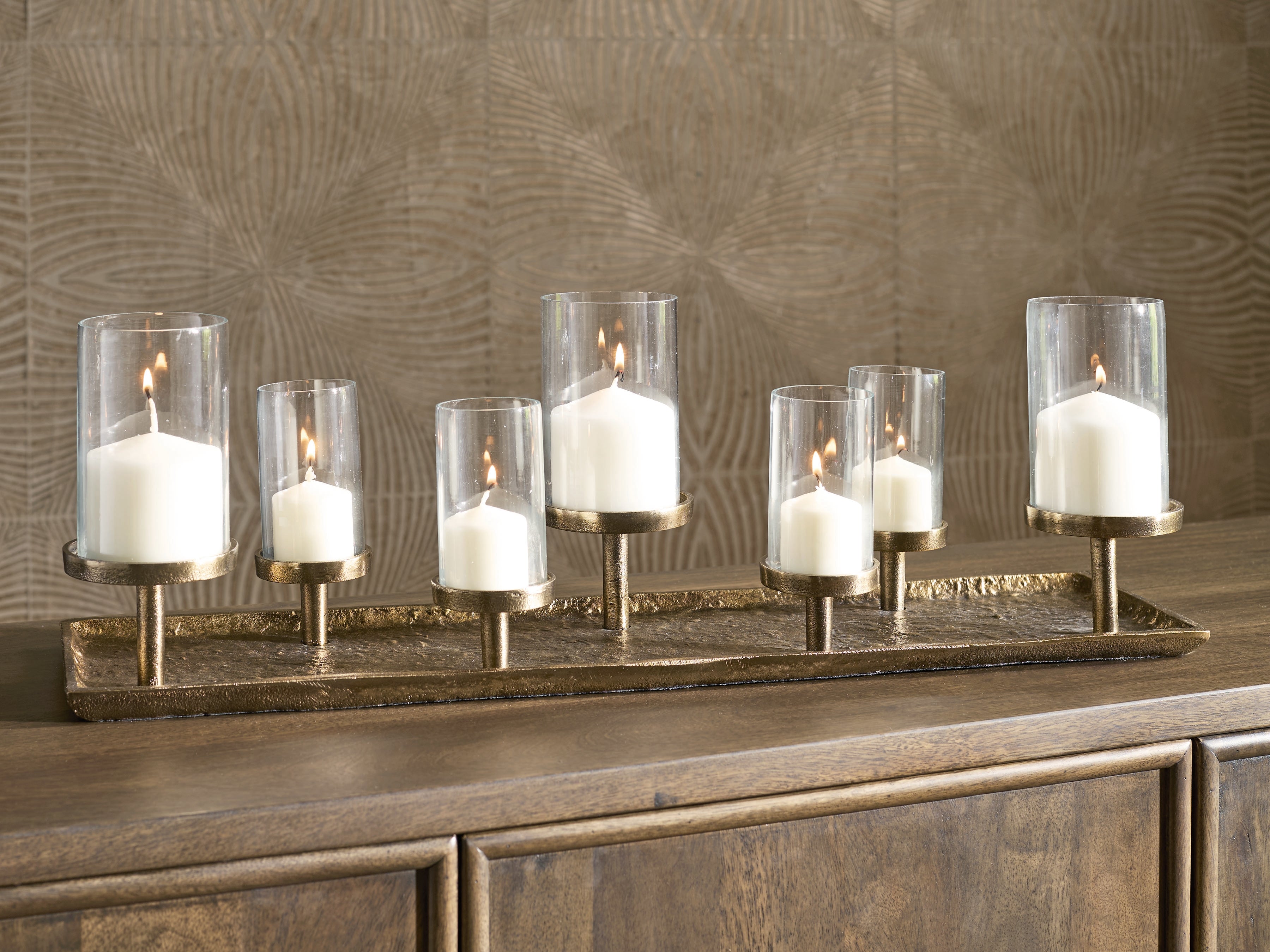 Warmstead Furniture - Ashley Furniture - Wallmond Candle Holder - Candle Holder / Antique Brass Finish - A2000820