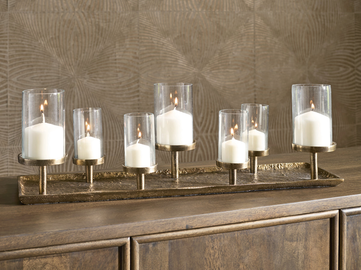 Warmstead Furniture - Ashley Furniture - Wallmond Candle Holder - Candle Holder / Antique Brass Finish - A2000820