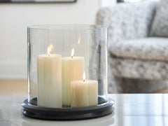 Warmstead Furniture - Ashley Furniture - Saskia Candle Holder - Candle Holder / Clear/Black - A2000846