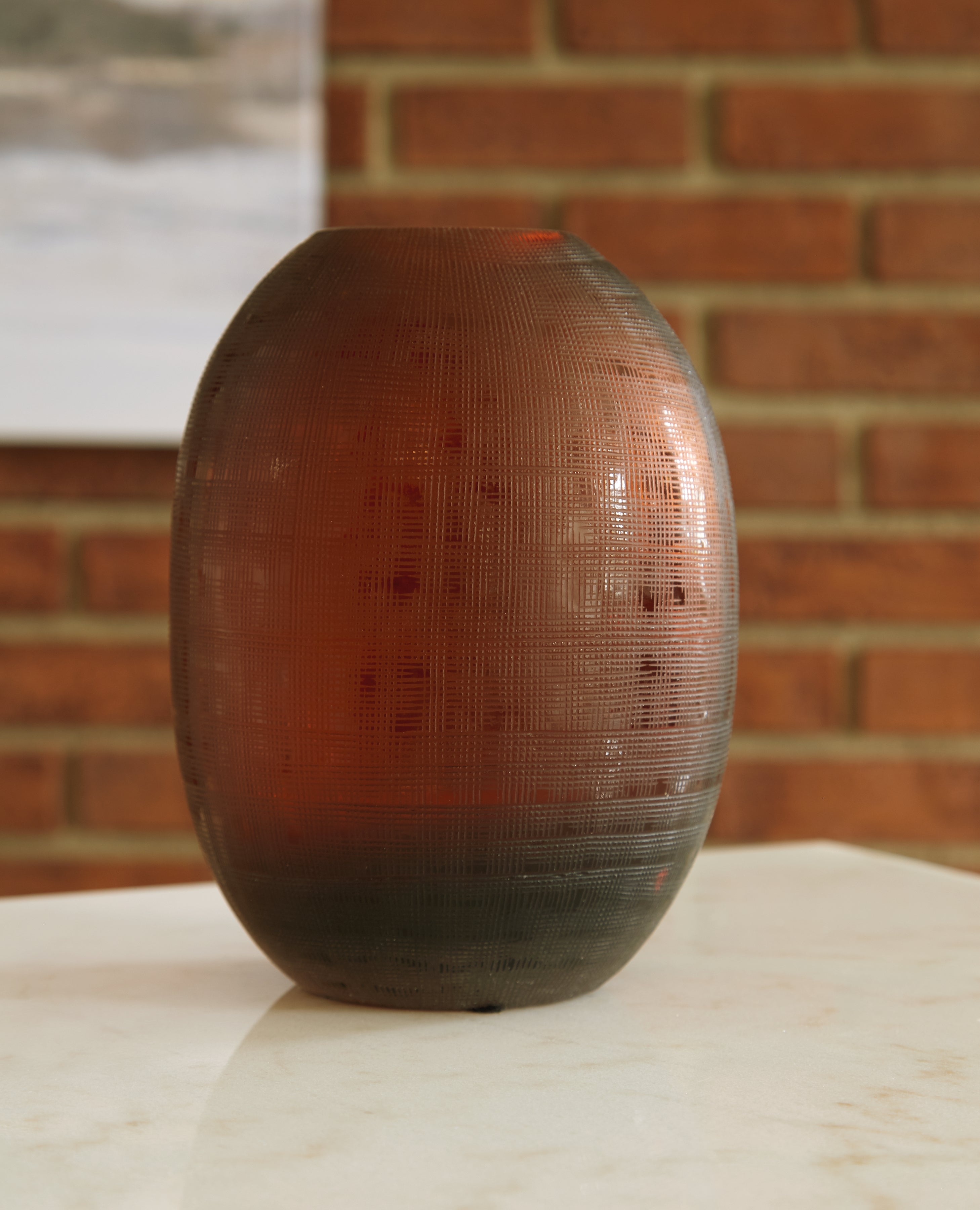 Warmstead Furniture - Ashley Furniture - Embersen Vase - Vase / Amber - A2900001V