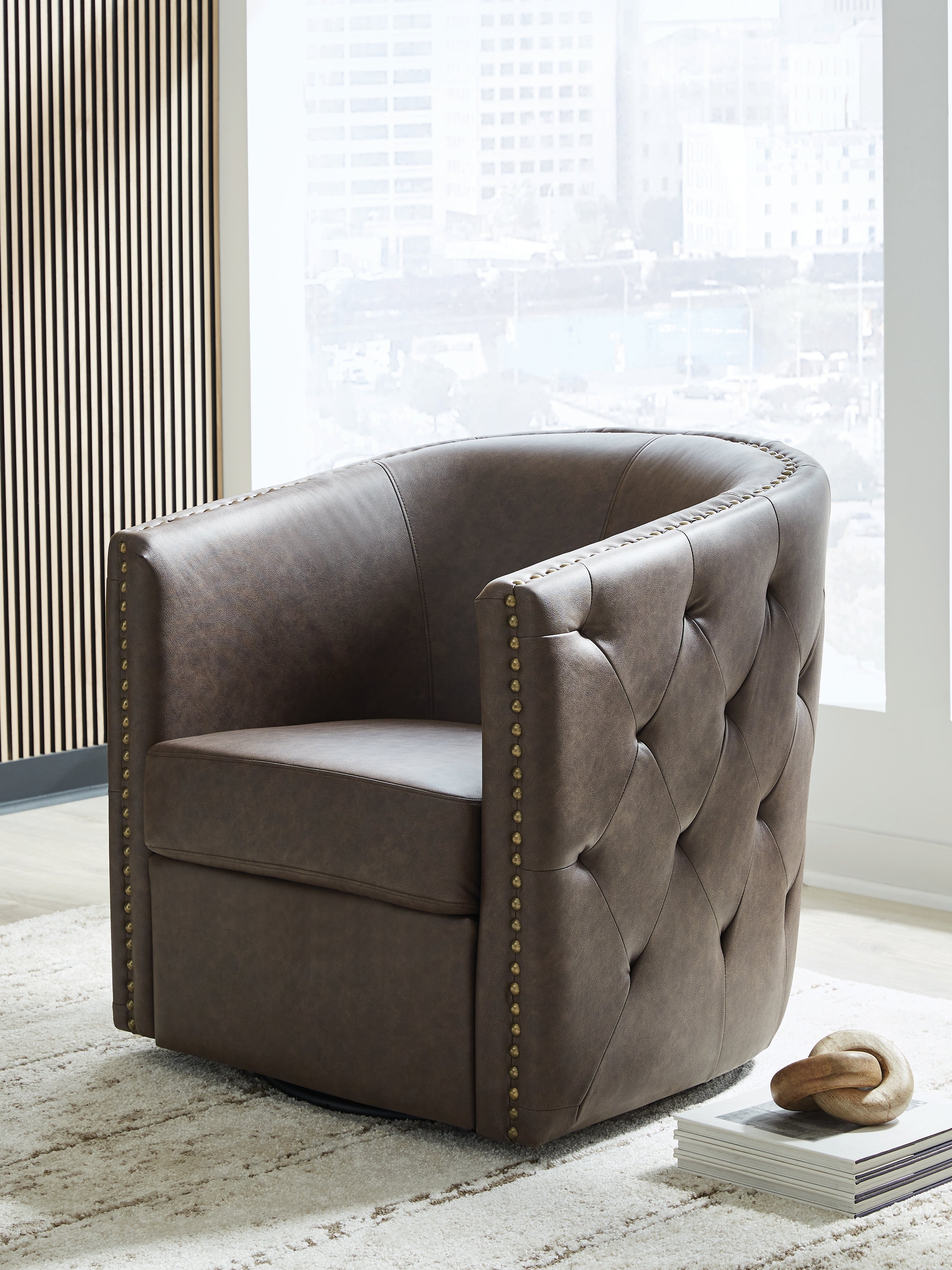 Warmstead Furniture - Ashley Furniture - Brentlow Swivel Accent Chair - Swivel Accent Chair / Granite - A3000741