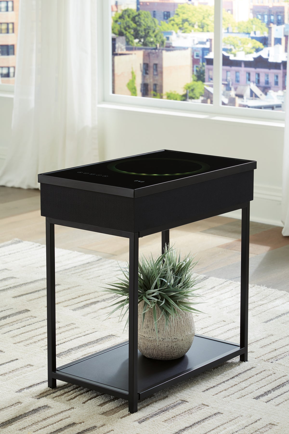 Warmstead Furniture - Ashley Furniture - Gemmet Accent Table with Speaker - Accent Table with Speaker / Black - A4000643