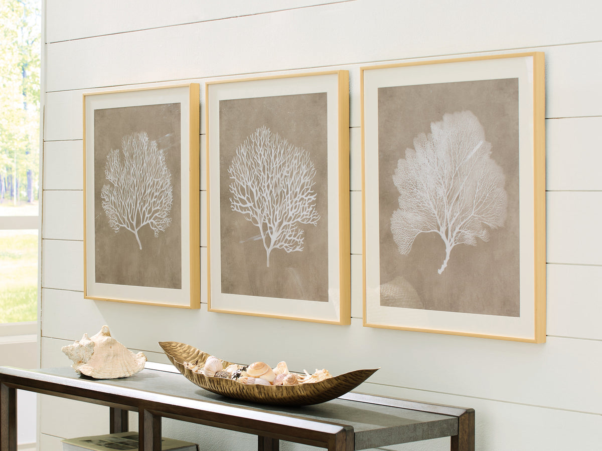 Warmstead Furniture - Ashley Furniture - Hendridge Wall Decor - Wall Art Set (3/CN) / Taupe/White - A8000486