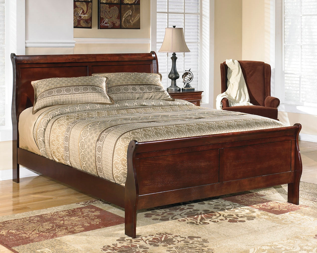 Warmstead Furniture - Ashley Furniture - Alisdair Bedroom - California King Sleigh Bed / Reddish Brown - B376B9