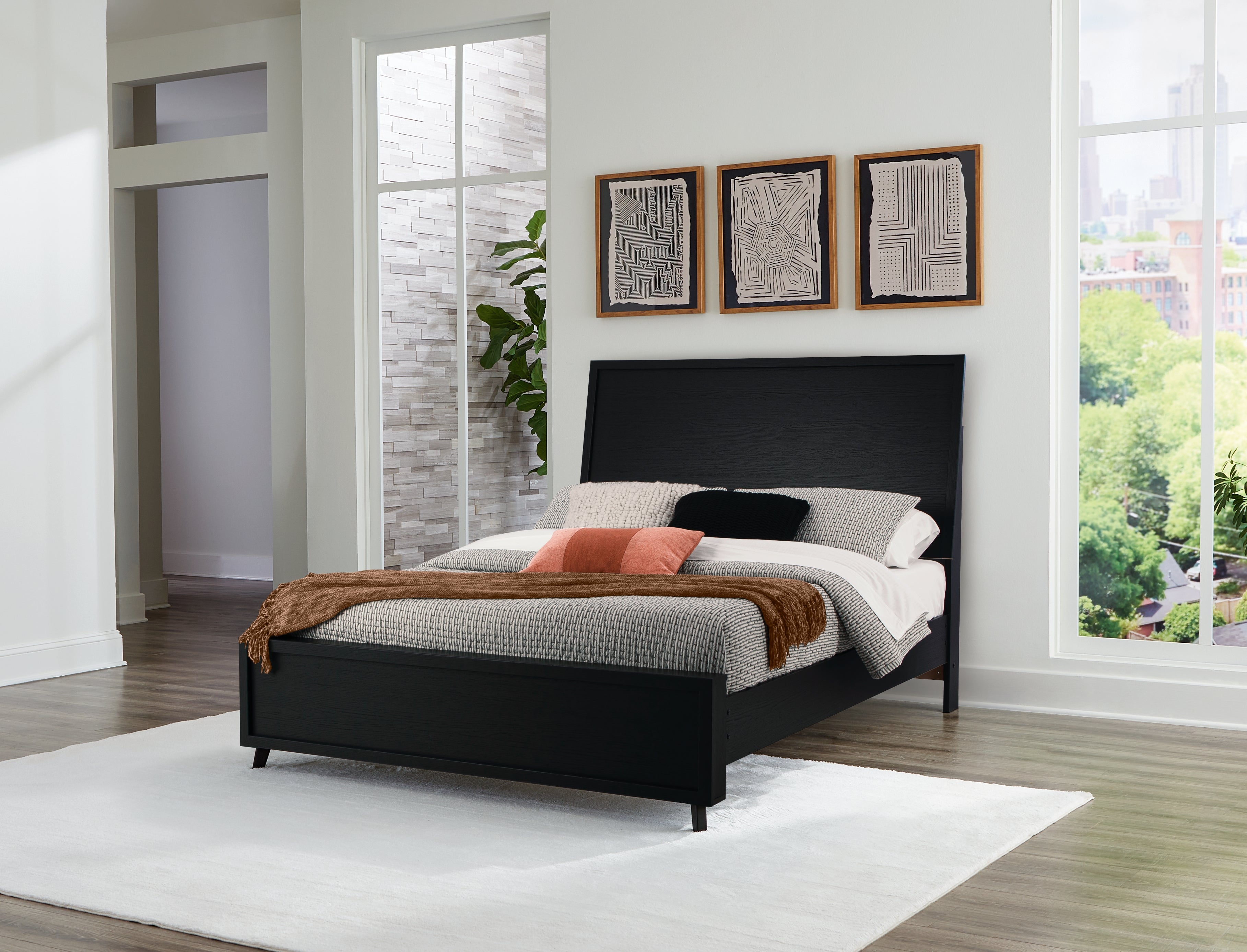 Warmstead Furniture - Ashley Furniture - Danziar Bedroom - Queen Panel Bed / Black - B1013B2