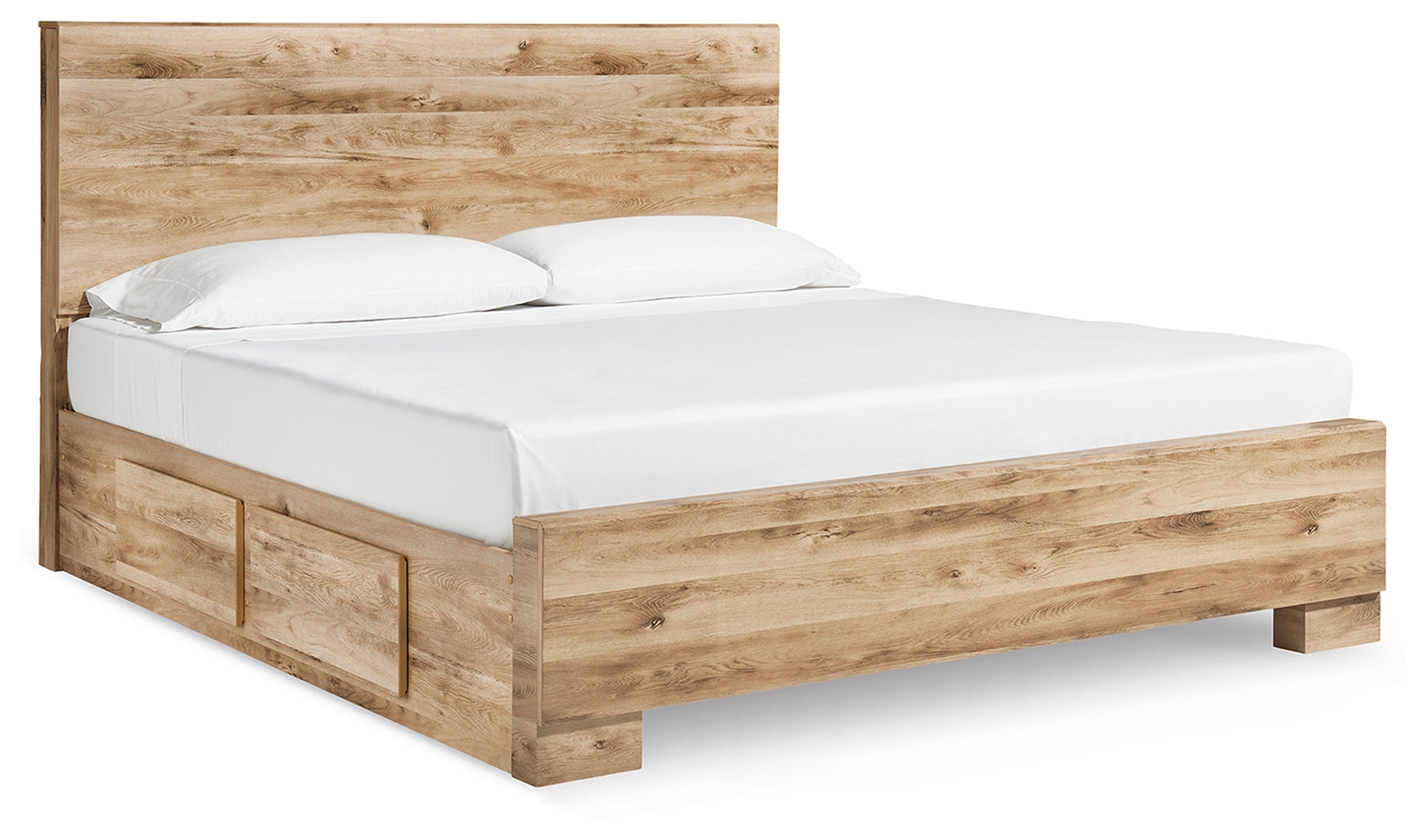 Warmstead Furniture - Ashley Furniture - Hyanna Bedroom - King Panel Bed with 2 Side Storage / Tan Brown - B1050B33