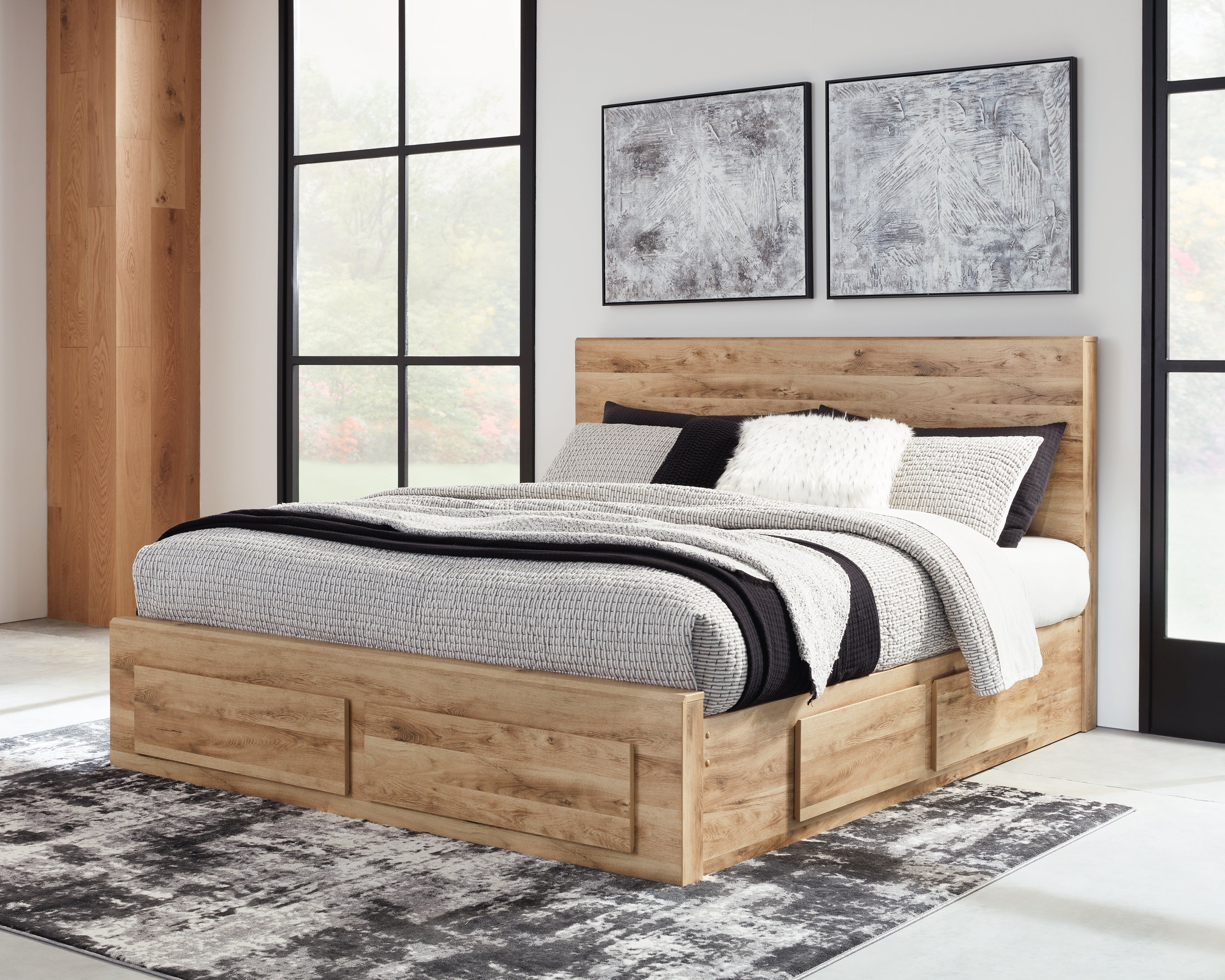 Warmstead Furniture - Ashley Furniture - Hyanna Bedroom - King Panel Storage Bed with 2 Under Bed Storage Drawers / Tan Brown - B1050B13