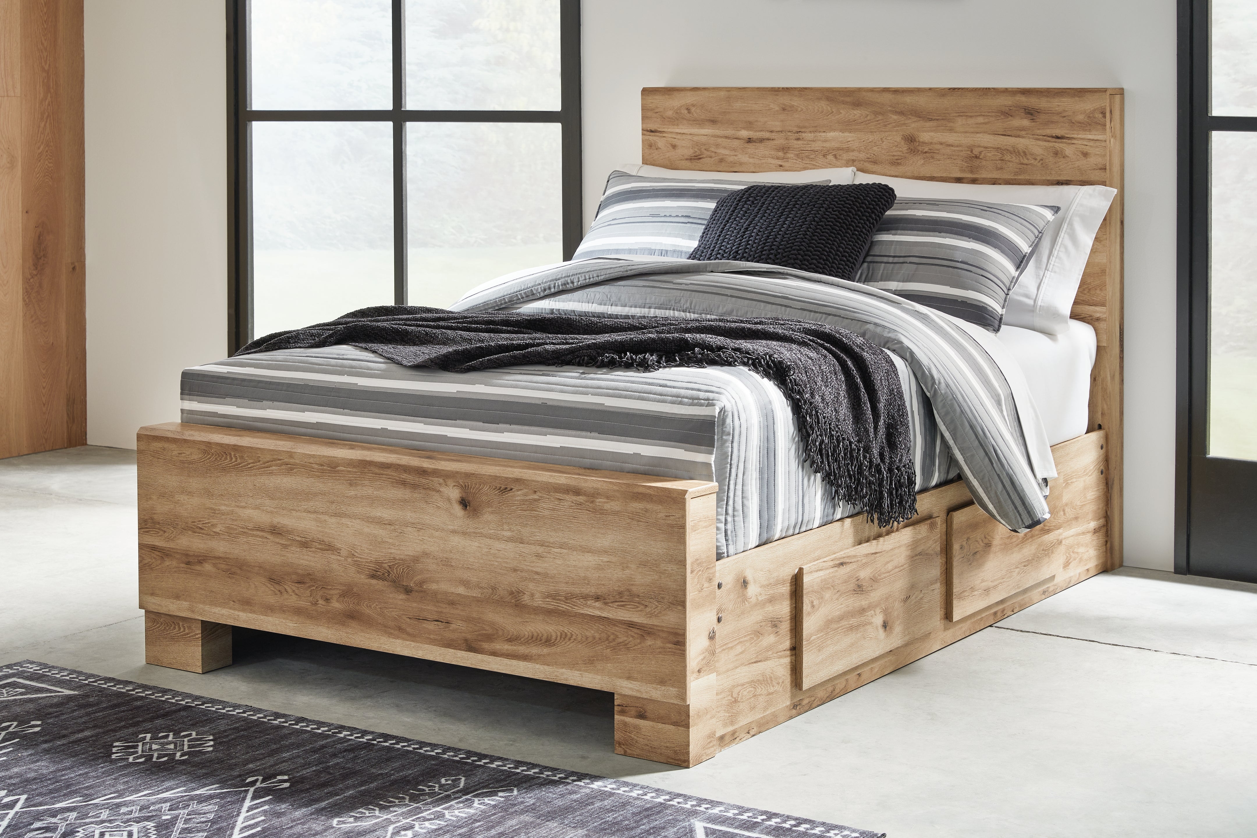 Warmstead Furniture - Ashley Furniture - Hyanna Bedroom - Full Panel Bed with 2 Side Storage / Tan Brown - B1050B29