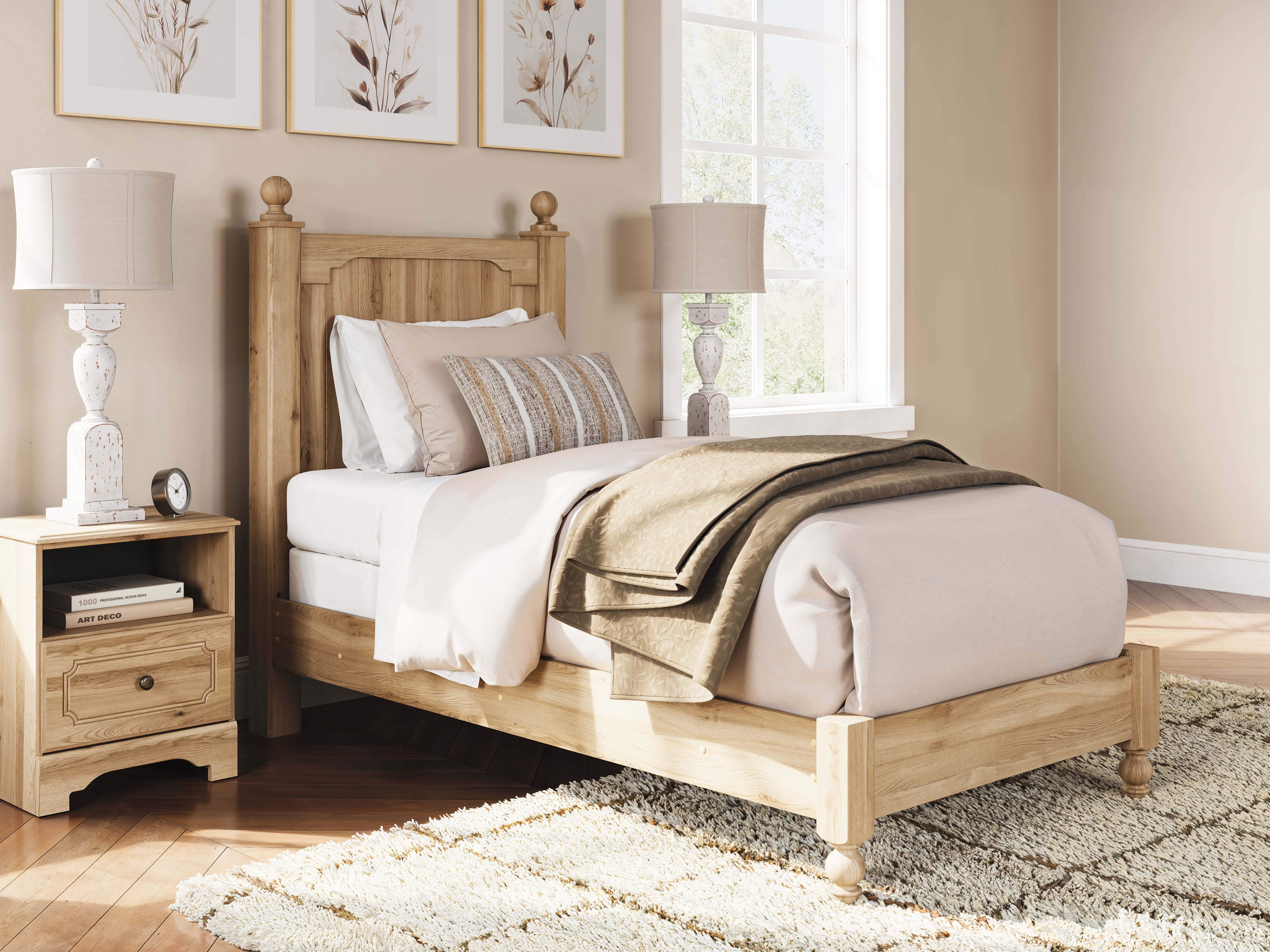 Warmstead Furniture - Ashley Furniture - Aleaport Bedroom - Twin Panel Bed / Warm Brown - PCB1075B2