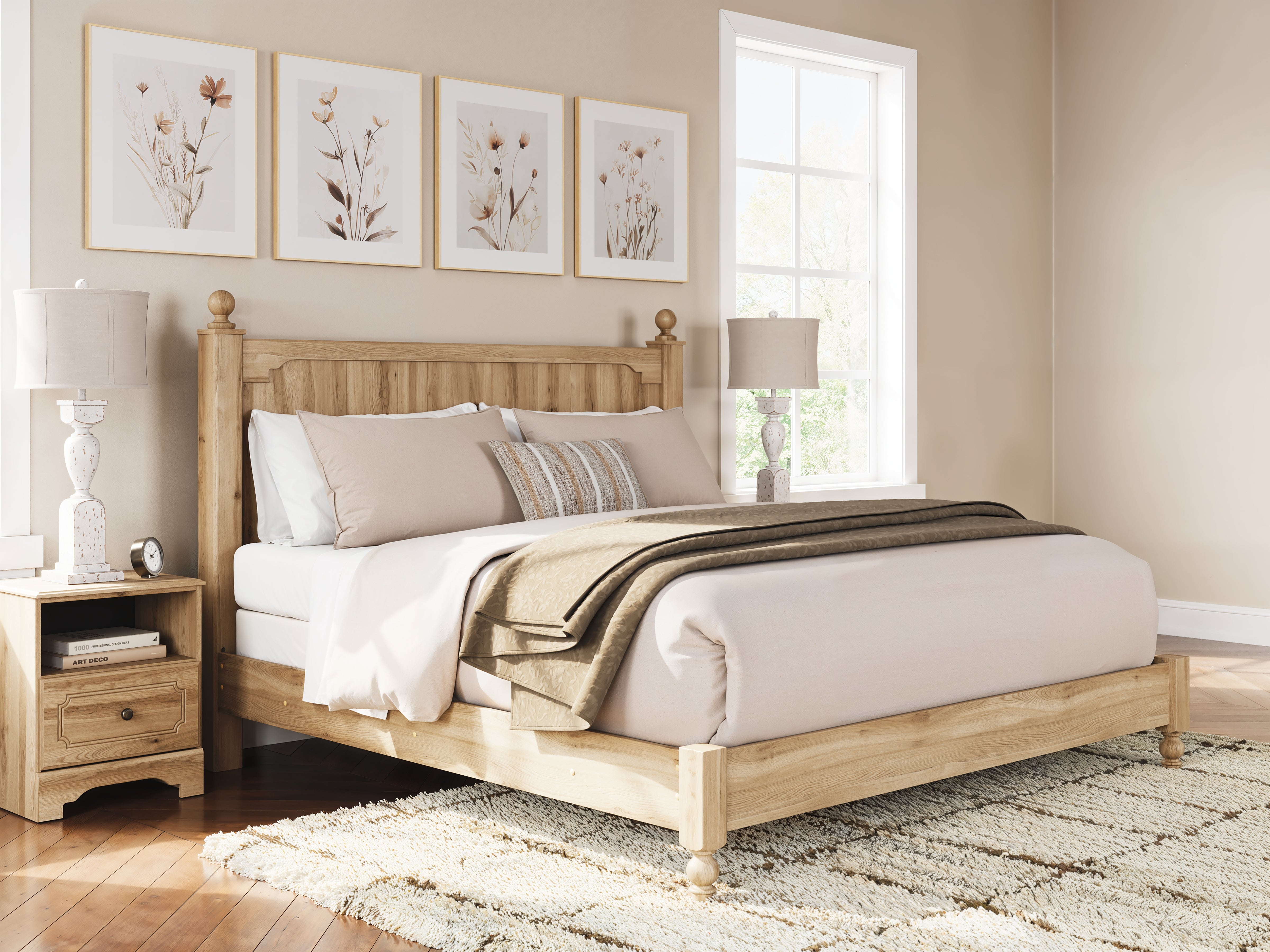 Warmstead Furniture - Ashley Furniture - Aleaport Bedroom - King Panel Bed / Warm Brown - PCB1075B8