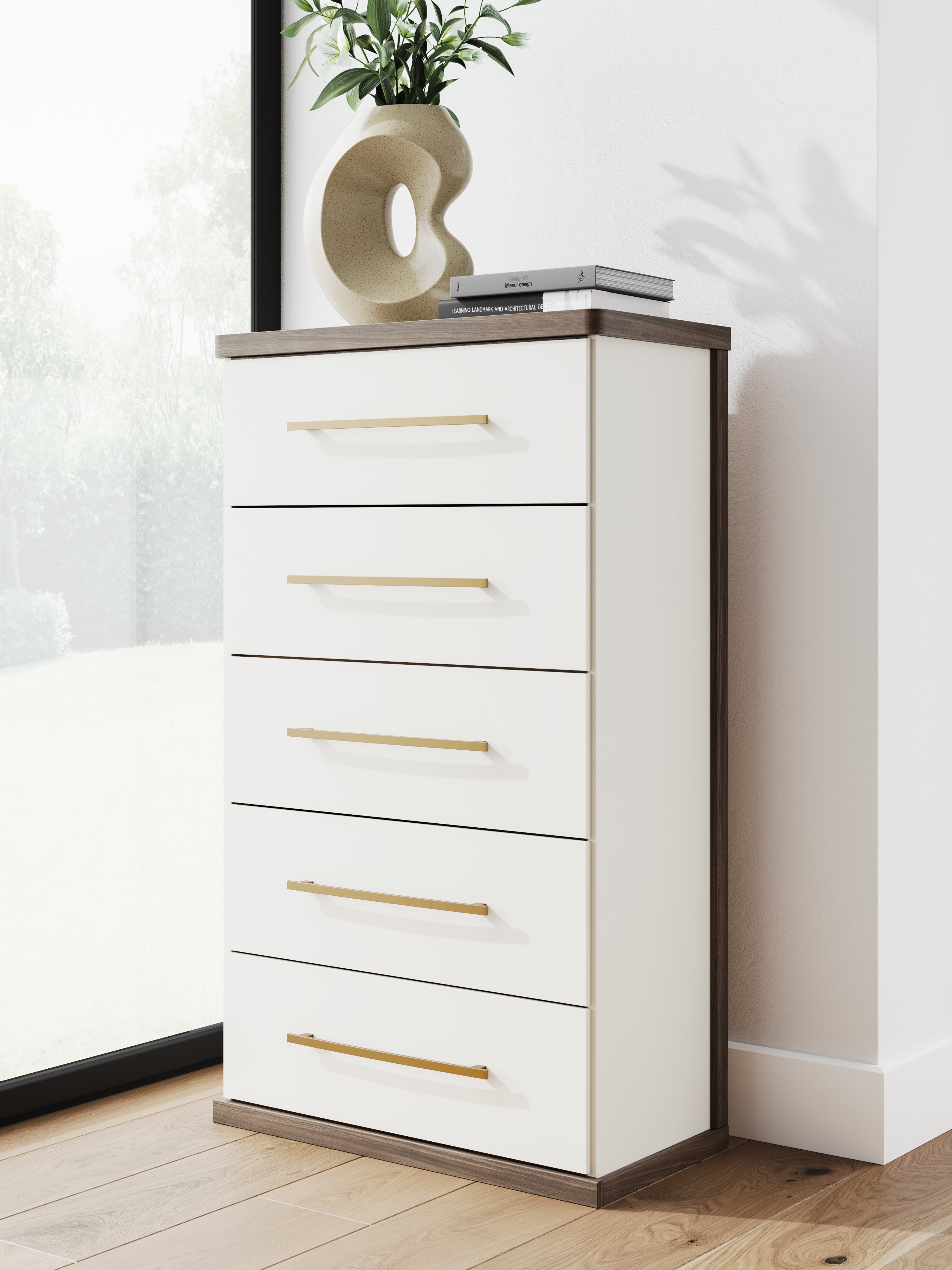Warmstead Furniture - Ashley Furniture - Kendanport Bedroom - Five Drawer Chest / Brown/White - PCB1108-46