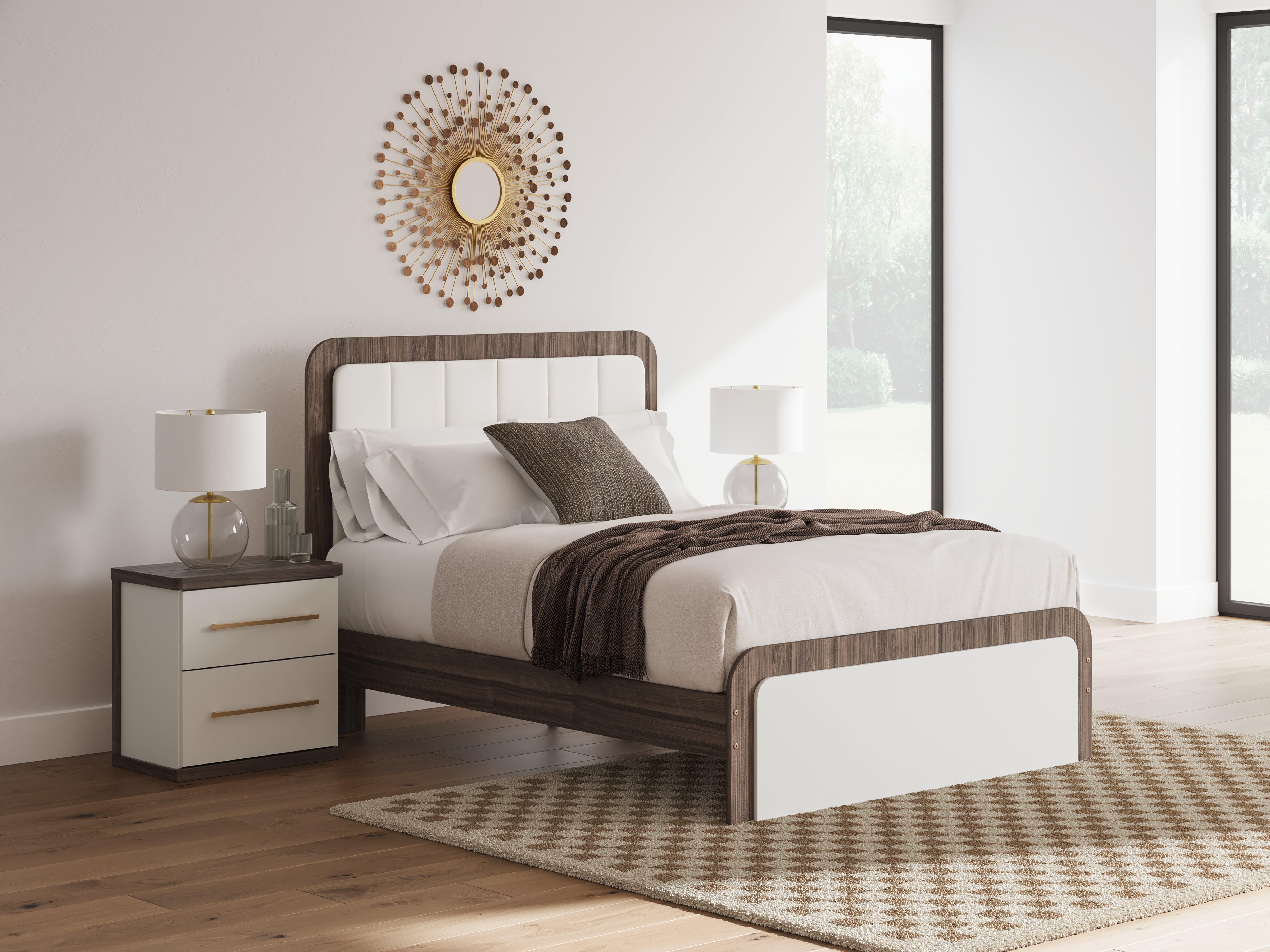 Warmstead Furniture - Ashley Furniture - Kendanport Bedroom - Queen Upholstered Bed / White/Brown - PCB1108B7