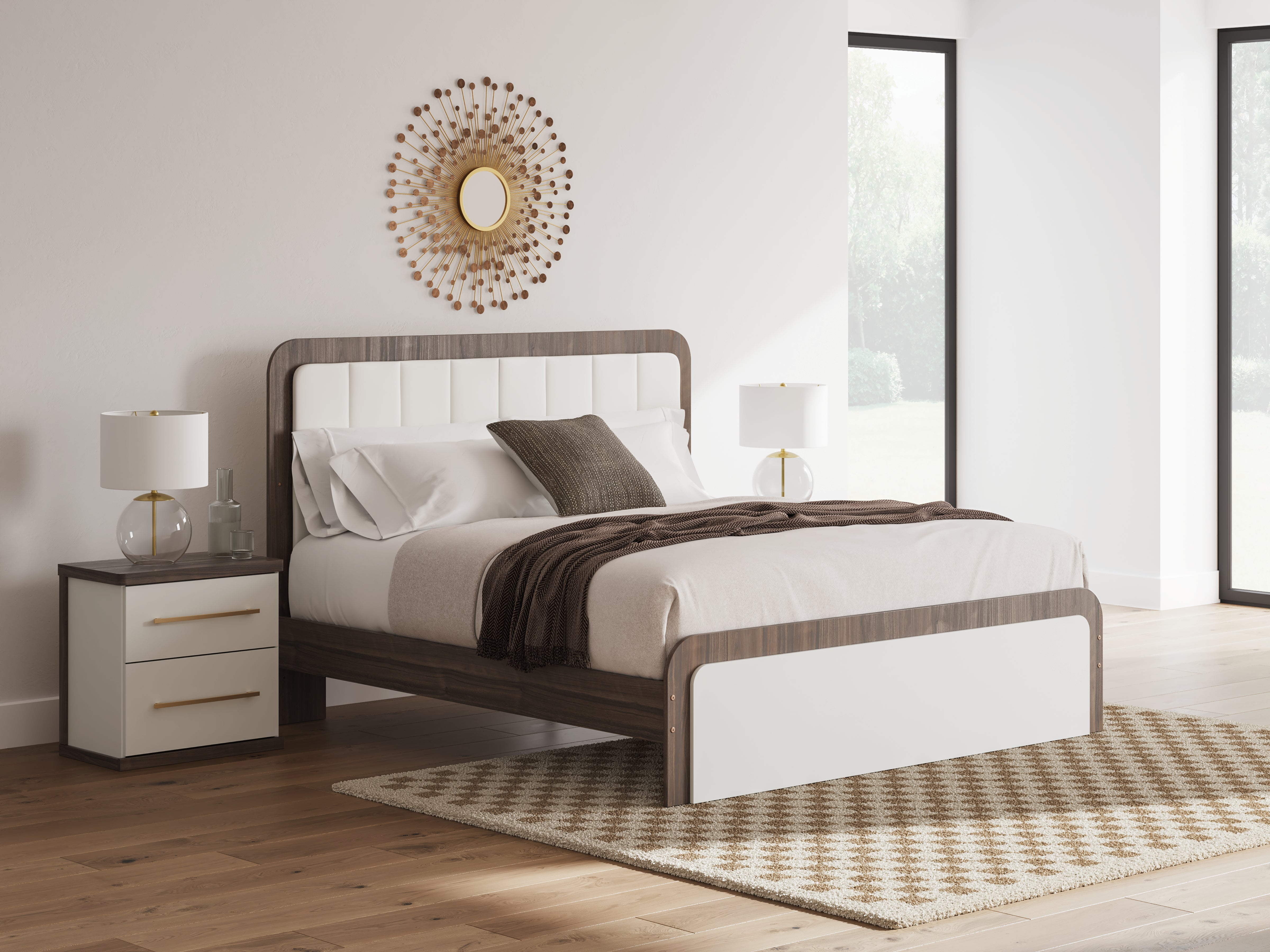Warmstead Furniture - Ashley Furniture - Kendanport Bedroom - King Upholstered Bed / White/Brown - PCB1108B8