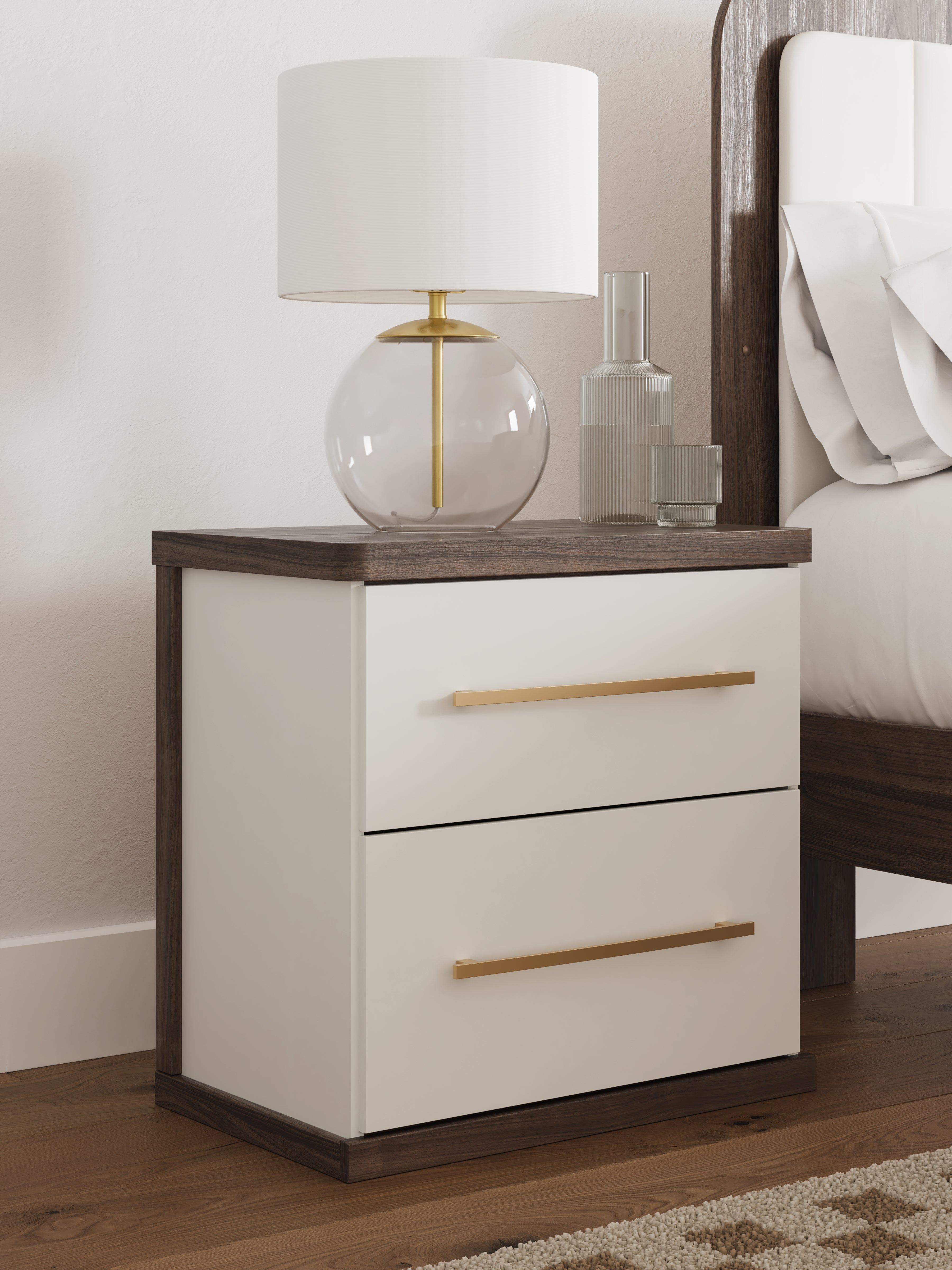 Warmstead Furniture - Ashley Furniture - Kendanport Bedroom - Two Drawer Night Stand / Brown/White - PCB1108-92