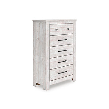Warmstead Furniture - Ashley Furniture - Makidern Bedroom - Five Drawer Chest / Whitewash - PCB1171-46