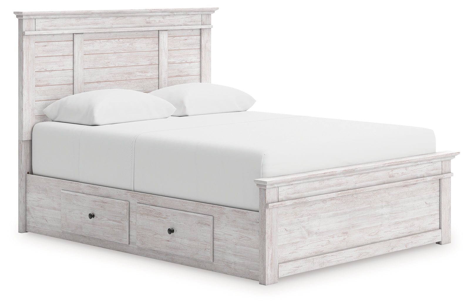 Warmstead Furniture - Ashley Furniture - Makidern Bedroom - Queen Panel Storage Bed / Whitewash - PCB1171B7
