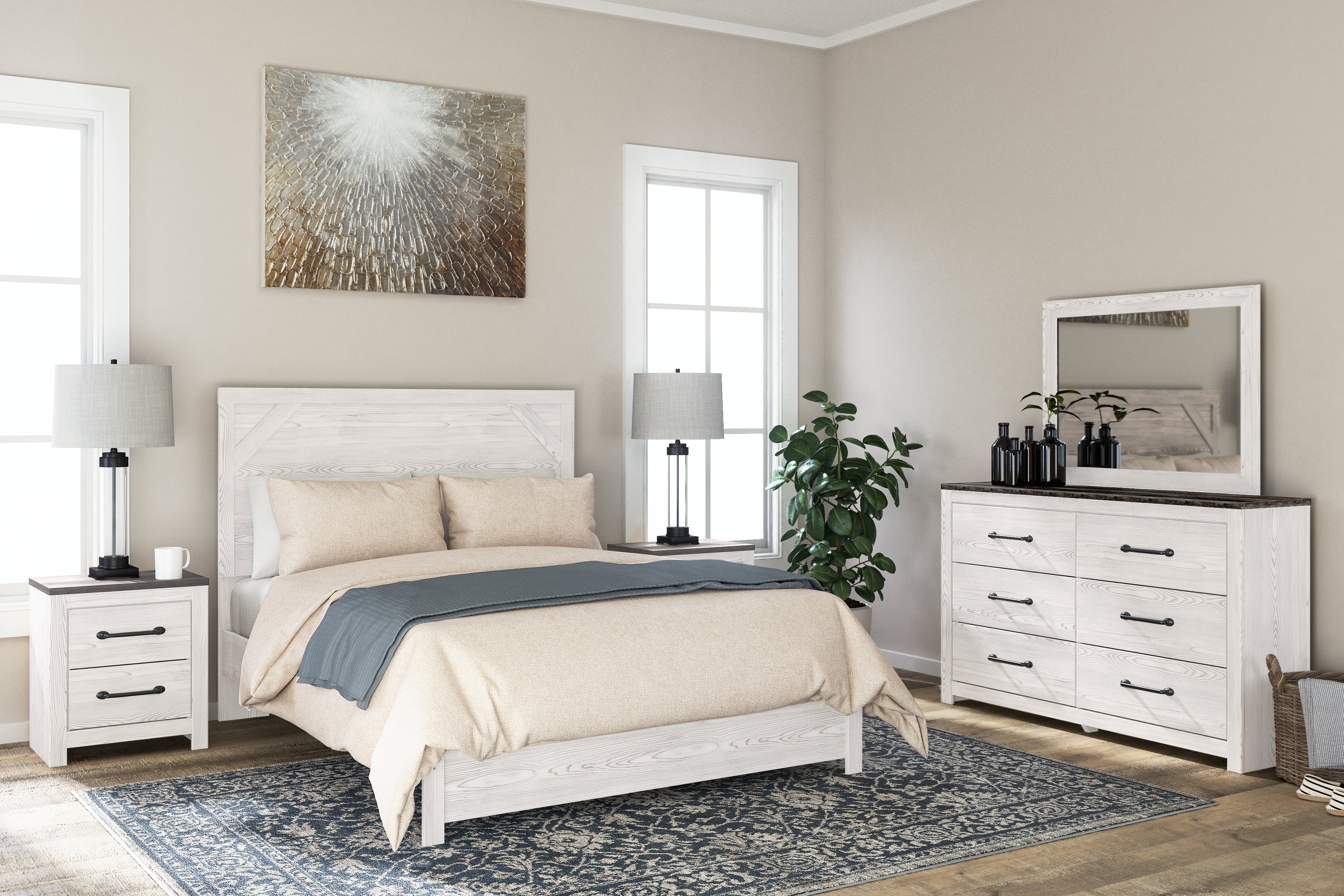 Warmstead Furniture - Ashley Furniture - Gerridan Bedroom - Two Drawer Night Stand / White/Gray - B1190-92