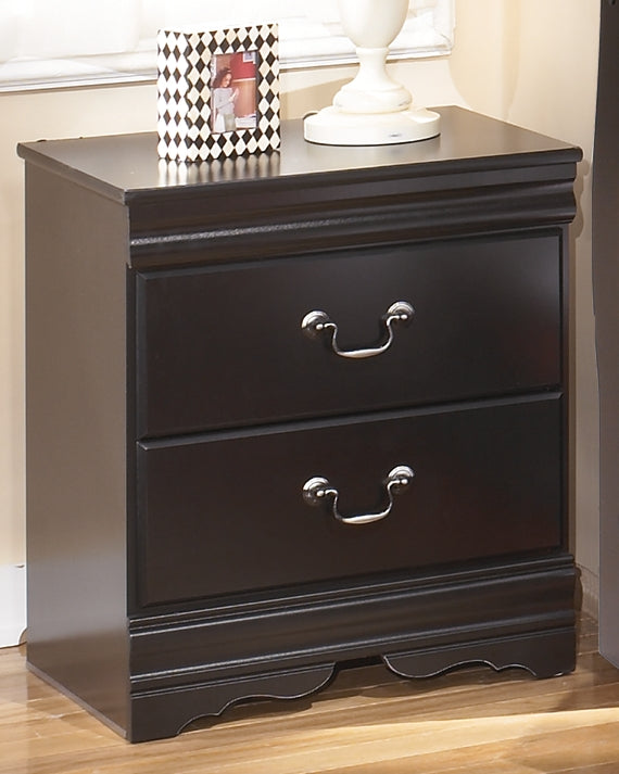 Warmstead Furniture - Ashley Furniture - Huey Vineyard Bedroom - Two Drawer Night Stand / Black - B128-92