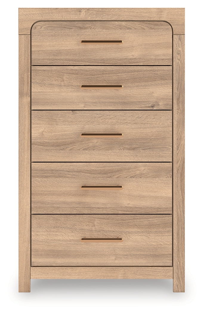 Warmstead Furniture - Ashley Furniture - Kinlanni Bedroom - Five Drawer Chest / Tan - PCB1360-46