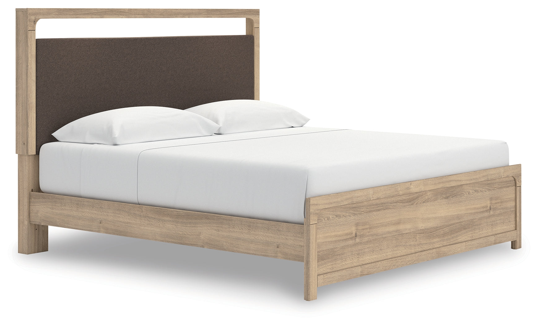 Warmstead Furniture - Ashley Furniture - Kinlanni Bedroom - King Upholstered Platform Bed / Tan - PCB1360B16