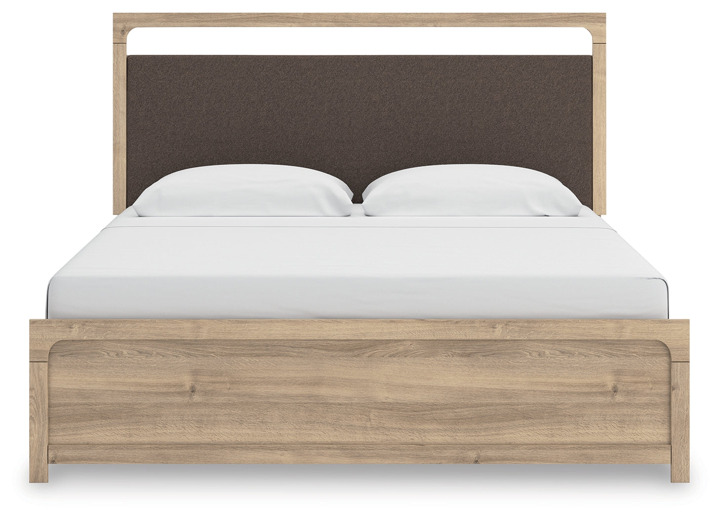 Warmstead Furniture - Ashley Furniture - Kinlanni Bedroom - King Upholstered Panel Bed / Tan - PCB1360B15