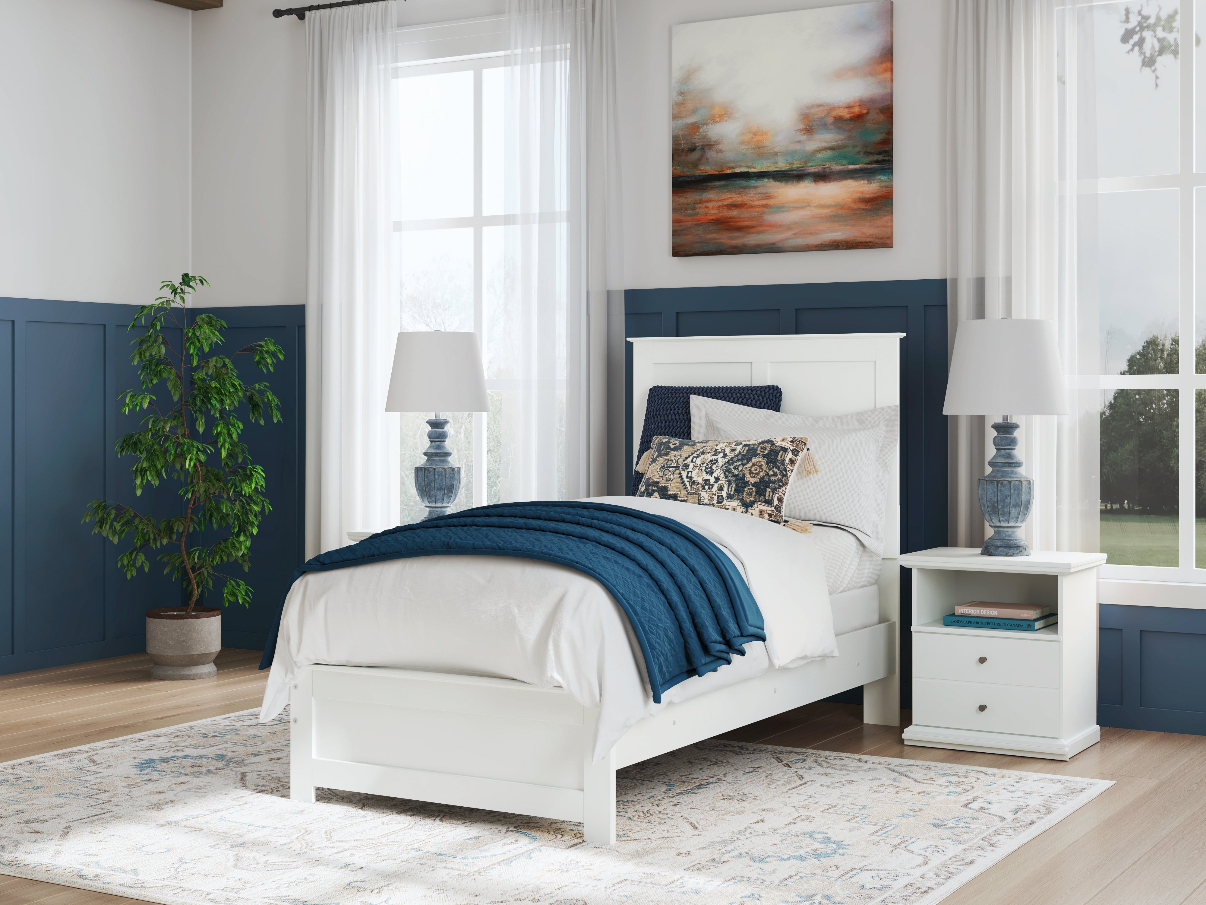 Warmstead Furniture - Ashley Furniture - Bostwick Shoals Bedroom - Twin Panel Bed / White - B139B41