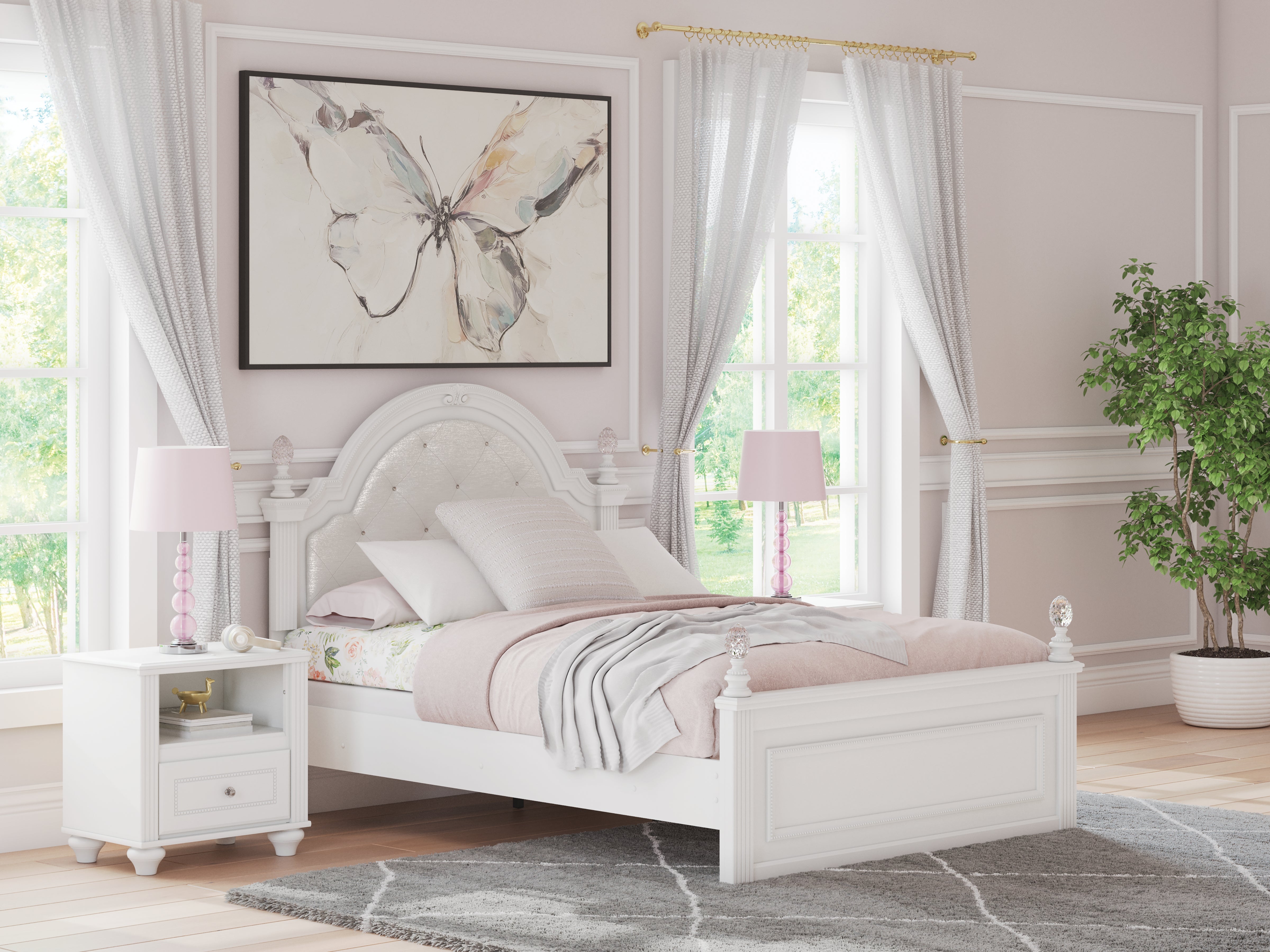 Warmstead Furniture - Ashley Furniture - Kozlani Bedroom - Full Upholstered Panel Bed / White - PCB1819B6