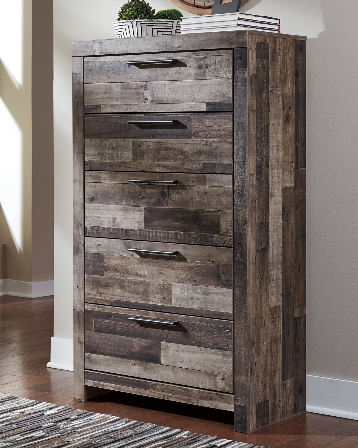 Warmstead Furniture - Ashley Furniture - Derekson Bedroom - King Panel Bed with 2 Side Storage / Multi Gray - B200B44